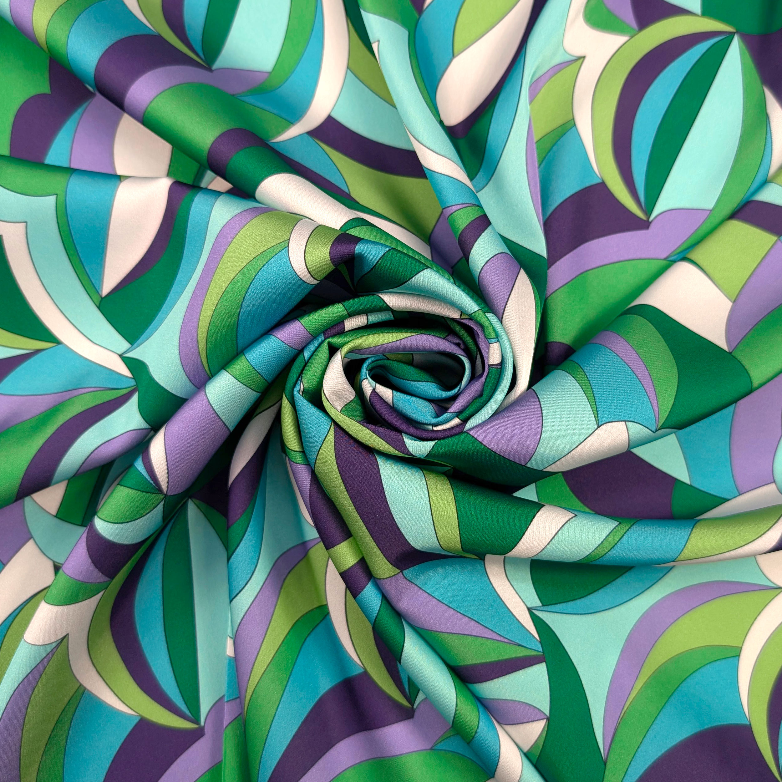Satin Set High Fashion Fantasy Multicolour Lilac Green Image