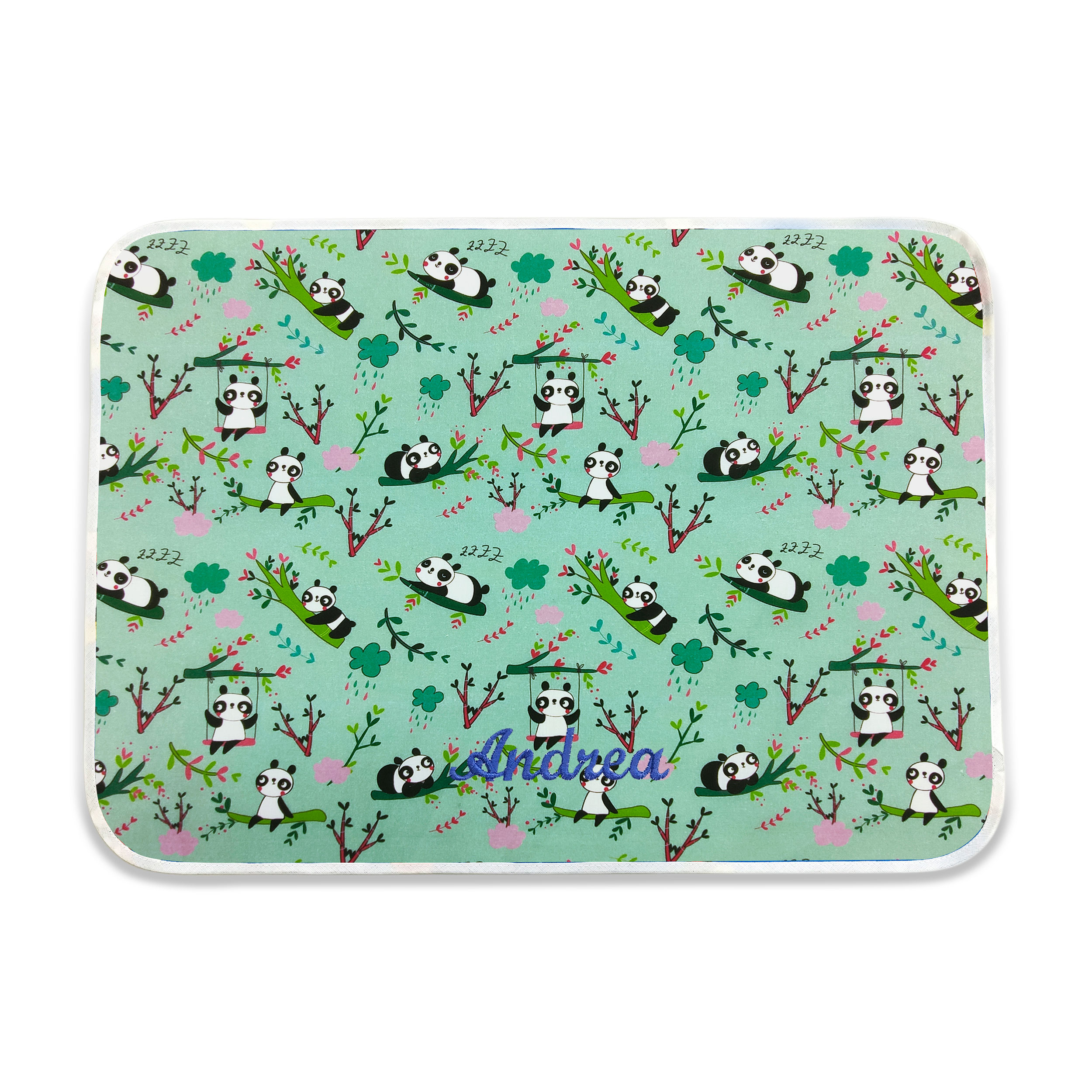 Set de table Panda fond vert menthe - Panini Fabrics