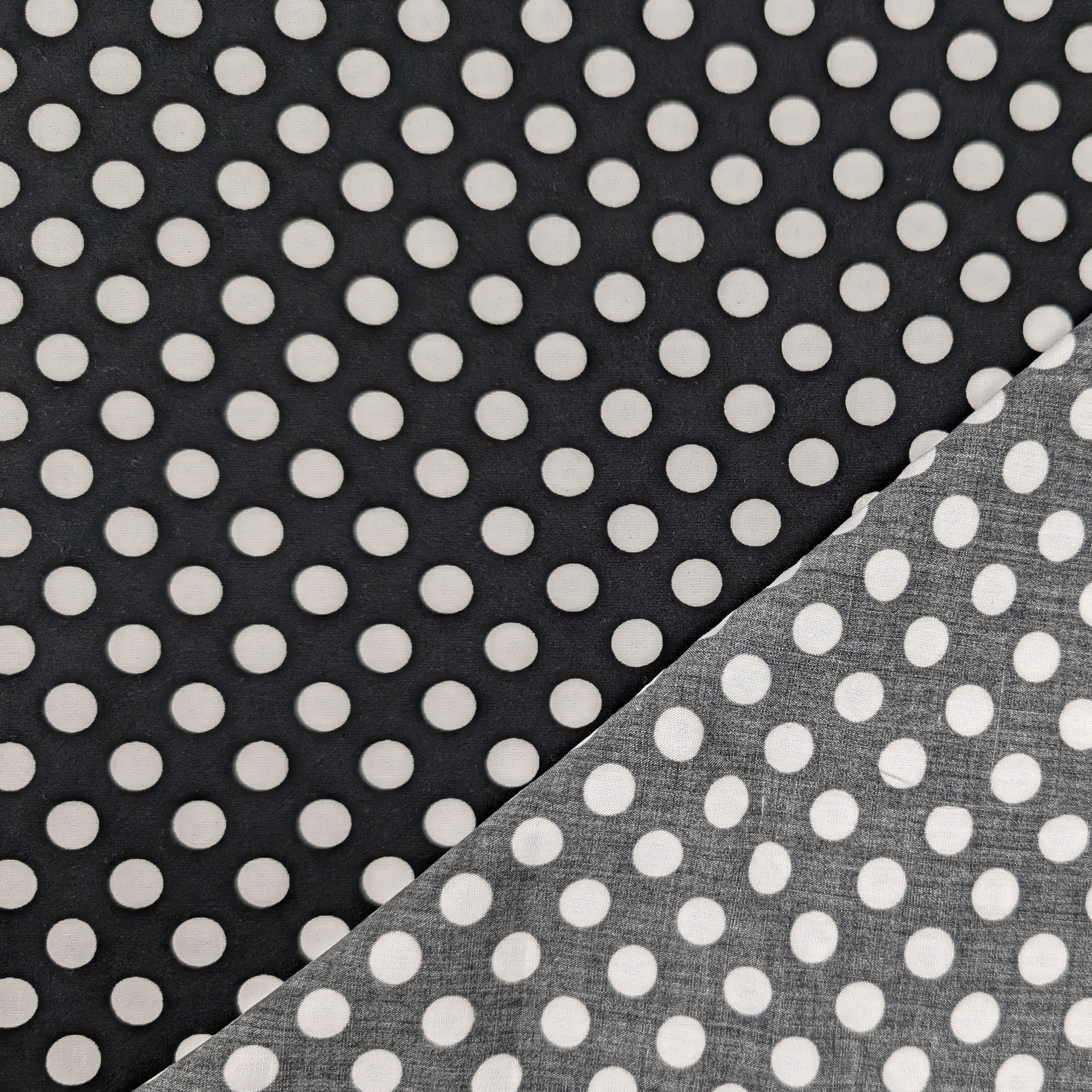 Black Viscose White Polka Dots Image