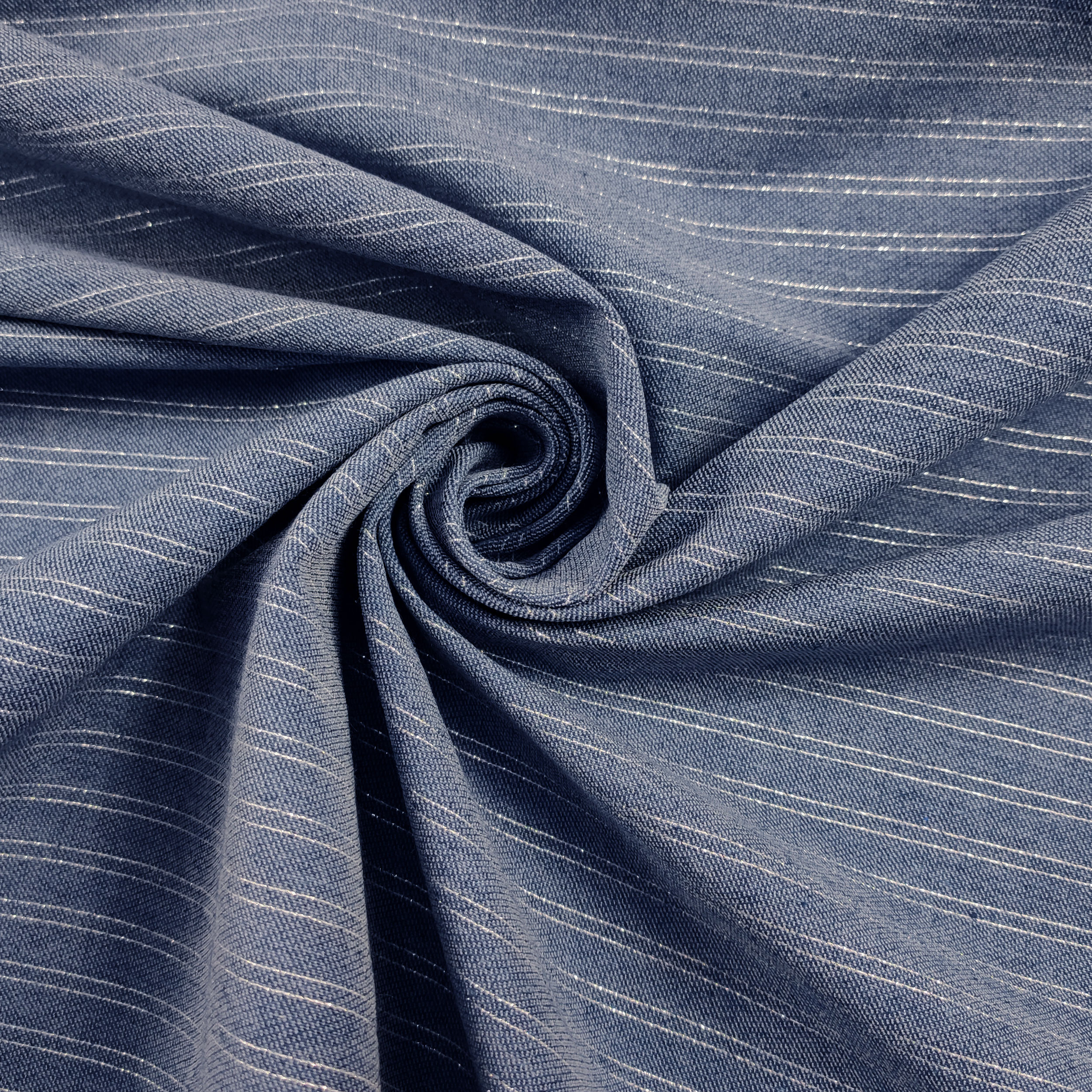 Stretch denim cotton Lurex stripes