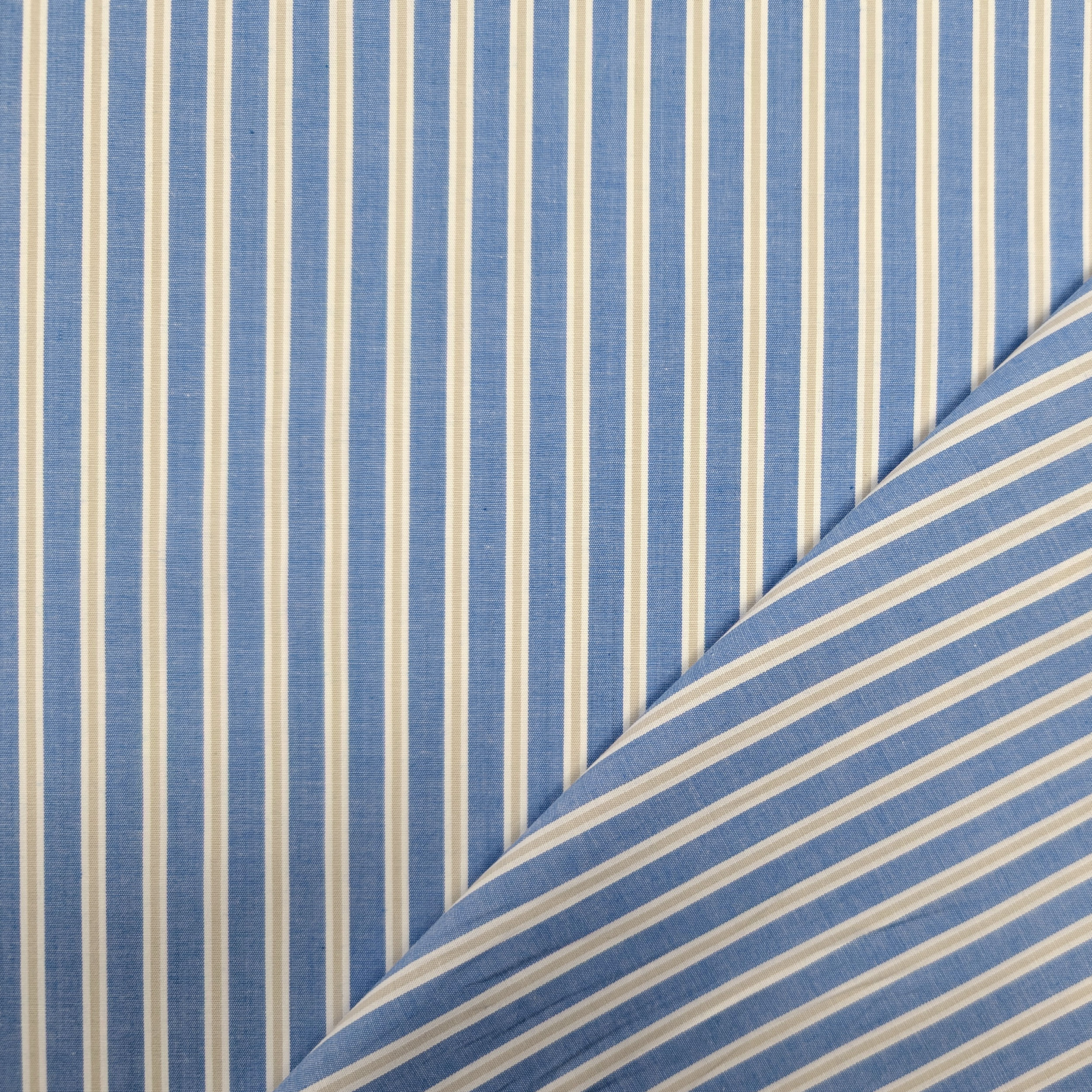 Light Blue Stretch Cotton for Shirts with Stripes Image