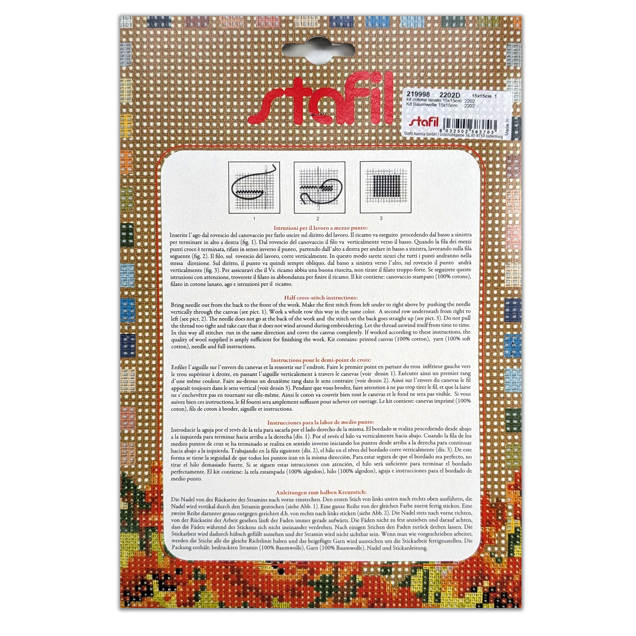 Set Half Cross Stitch "i Quadretti" Mushrooms Cantarello Image