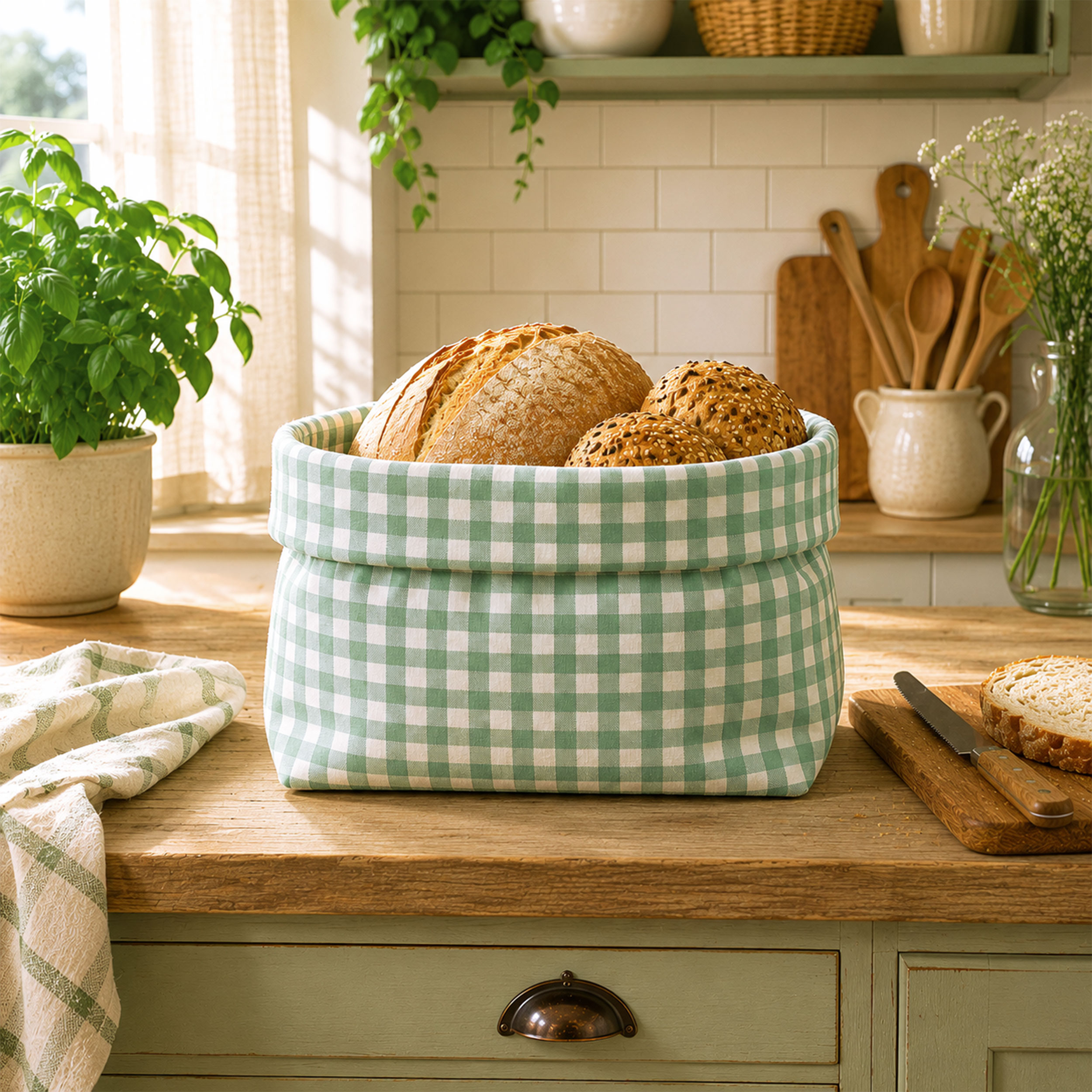 Washed Cotton Yarn Dyed Check Mint Image