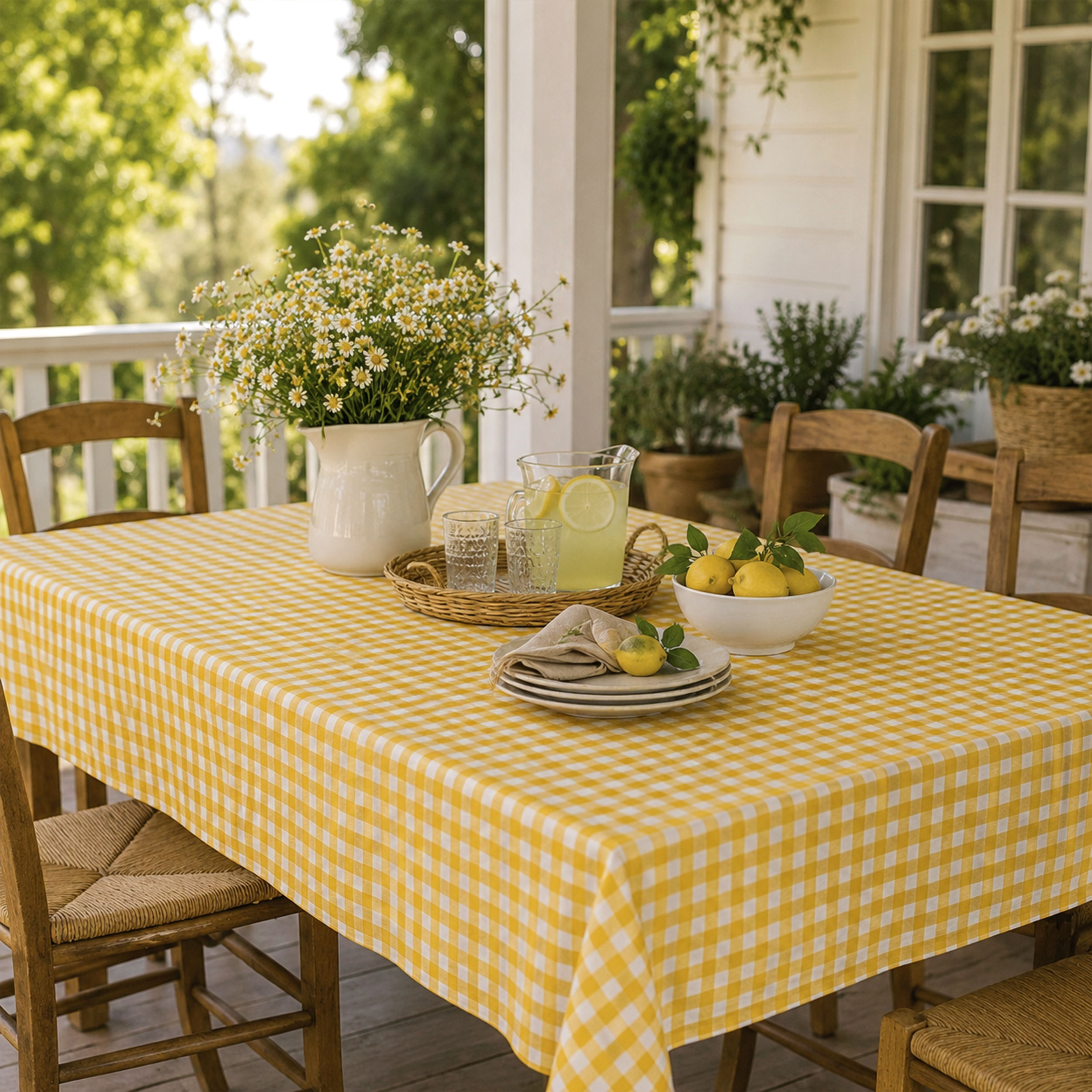 Washed Cotton Yarn Dyed Yellow Checks Image