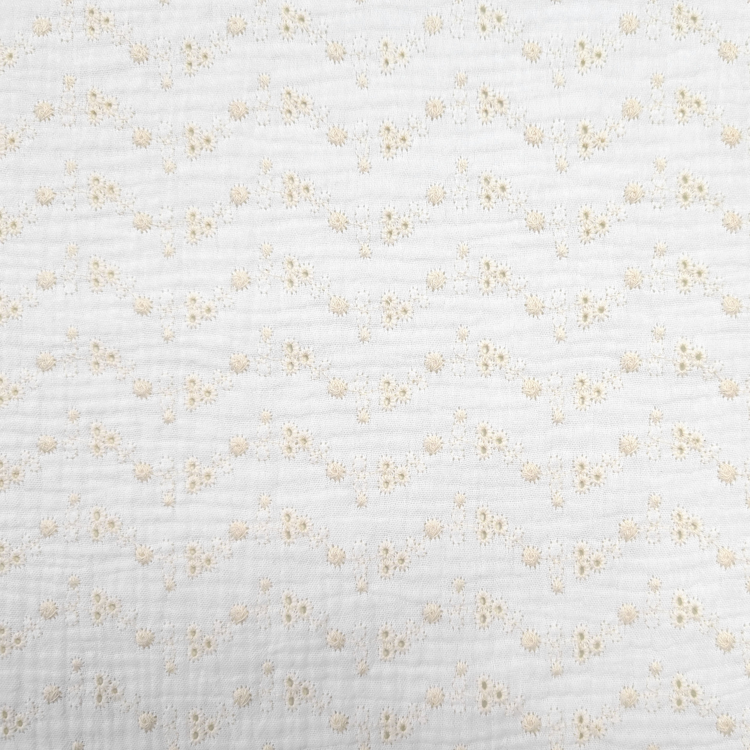 Sangallo Double Mousseline Blanche Crème Fleurs Image