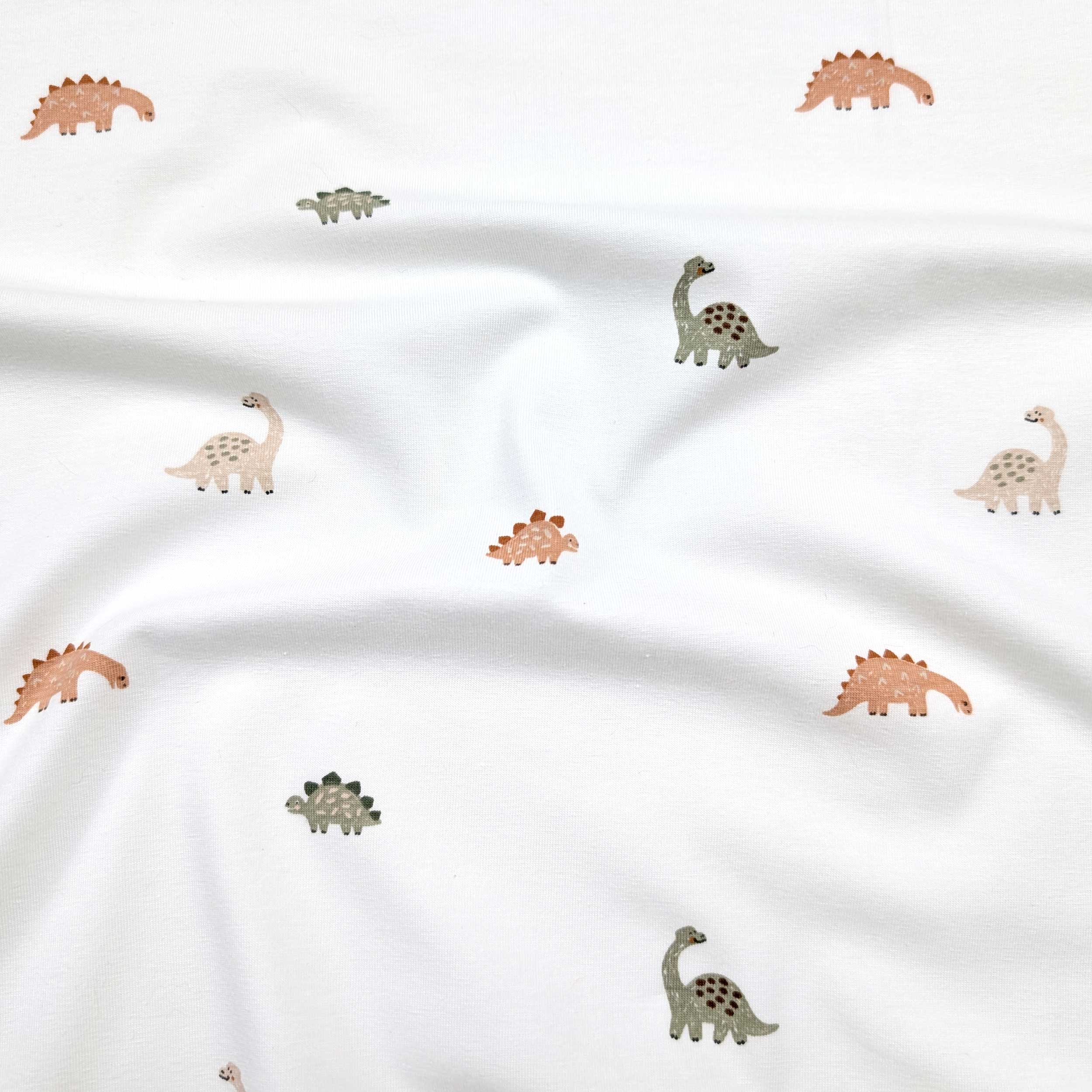 Cutout Jersey Cotton White with Dinosaurs 100x150 cm Image