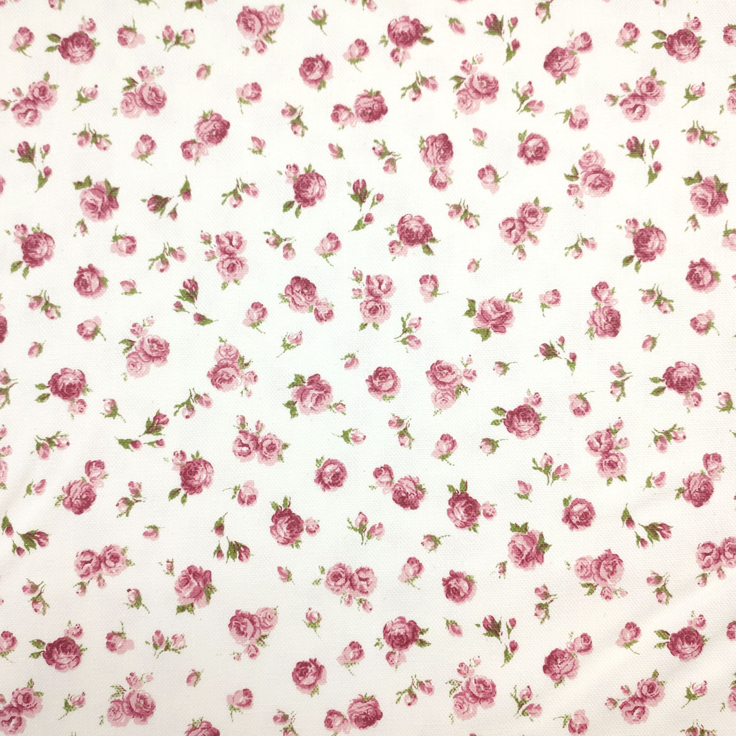 Stoff für Tischtuch Roselline Weißer Hintergrund