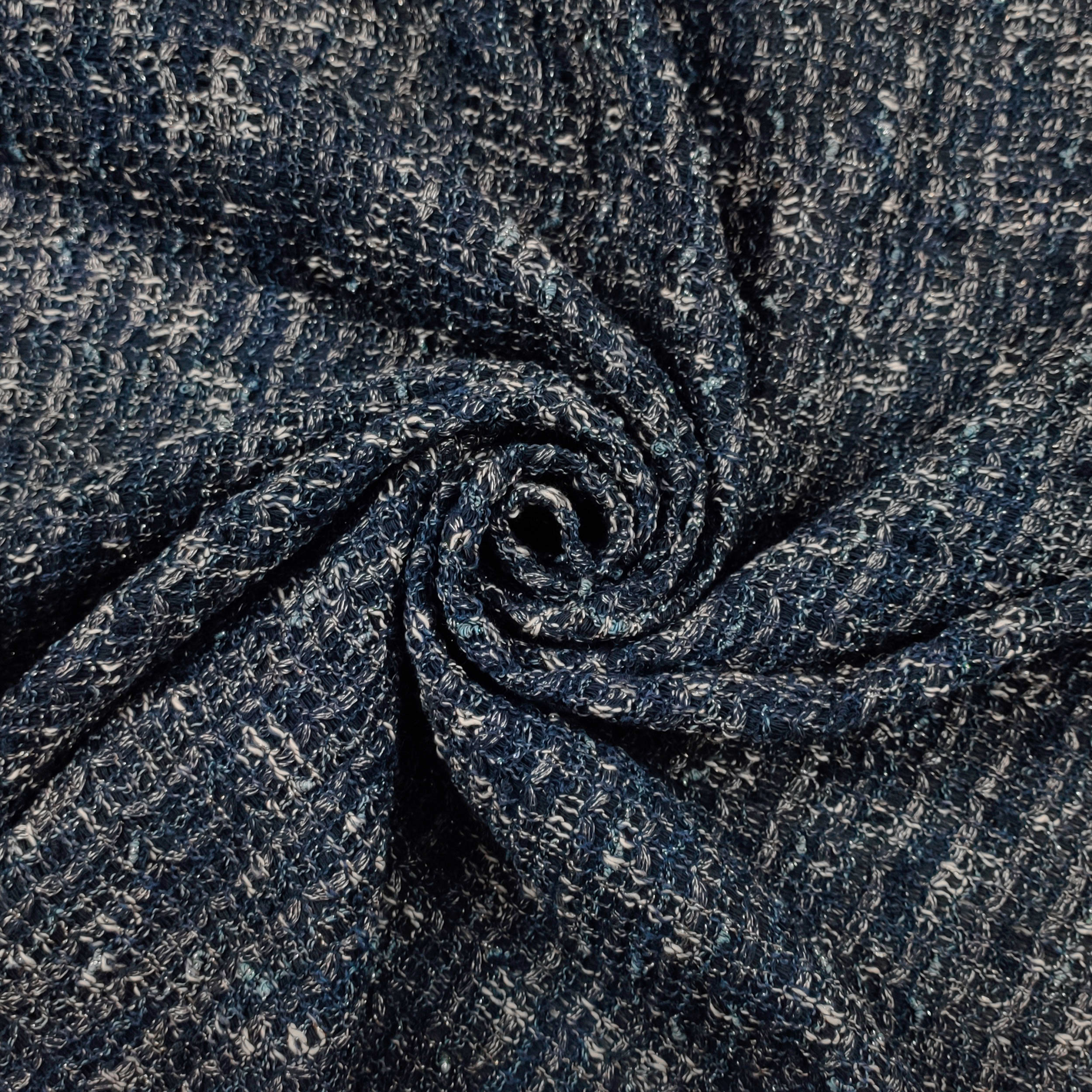 Tissu Tweed Lurex bleu mélangé Image