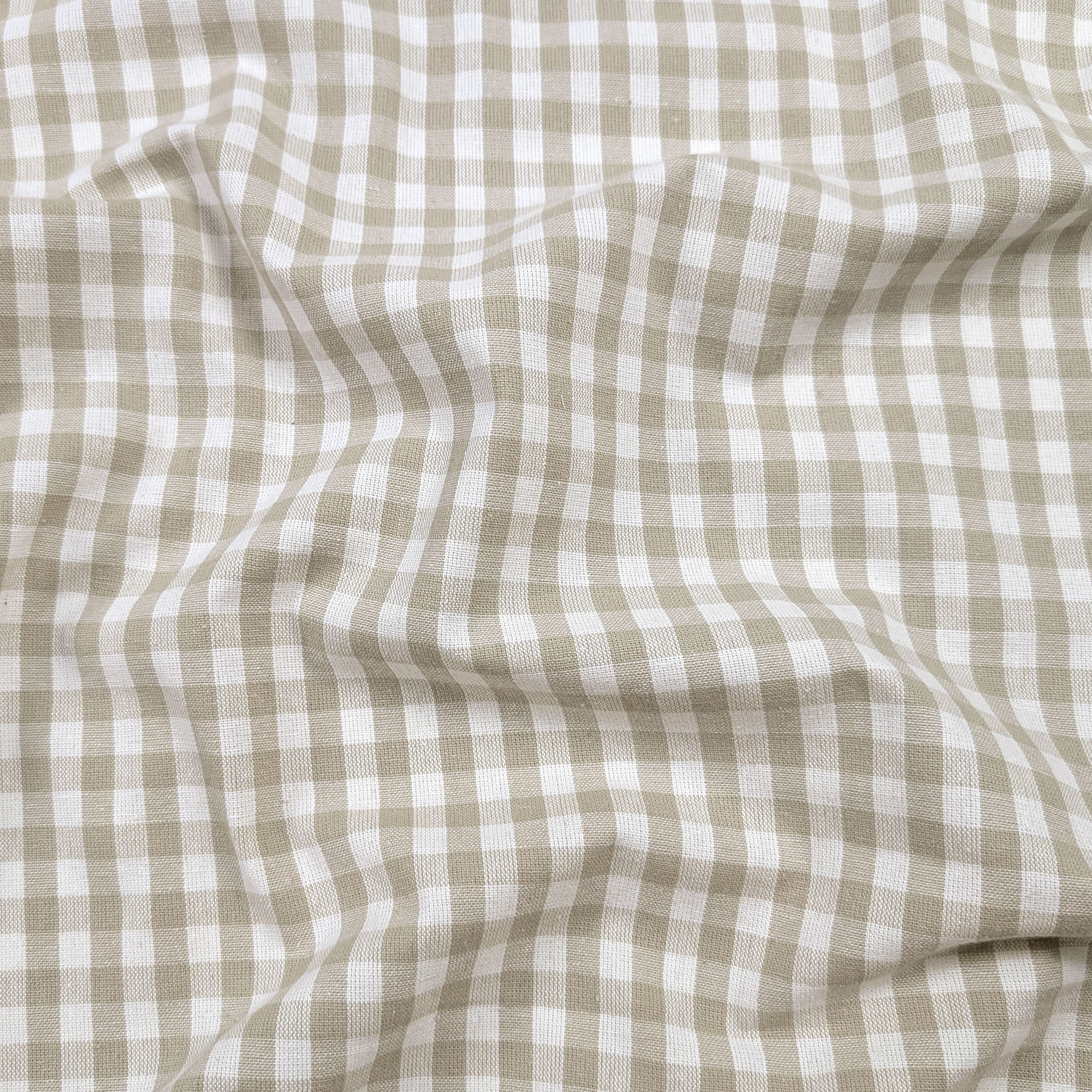 Washed Cotton Yarn Dyed Check Beige Image