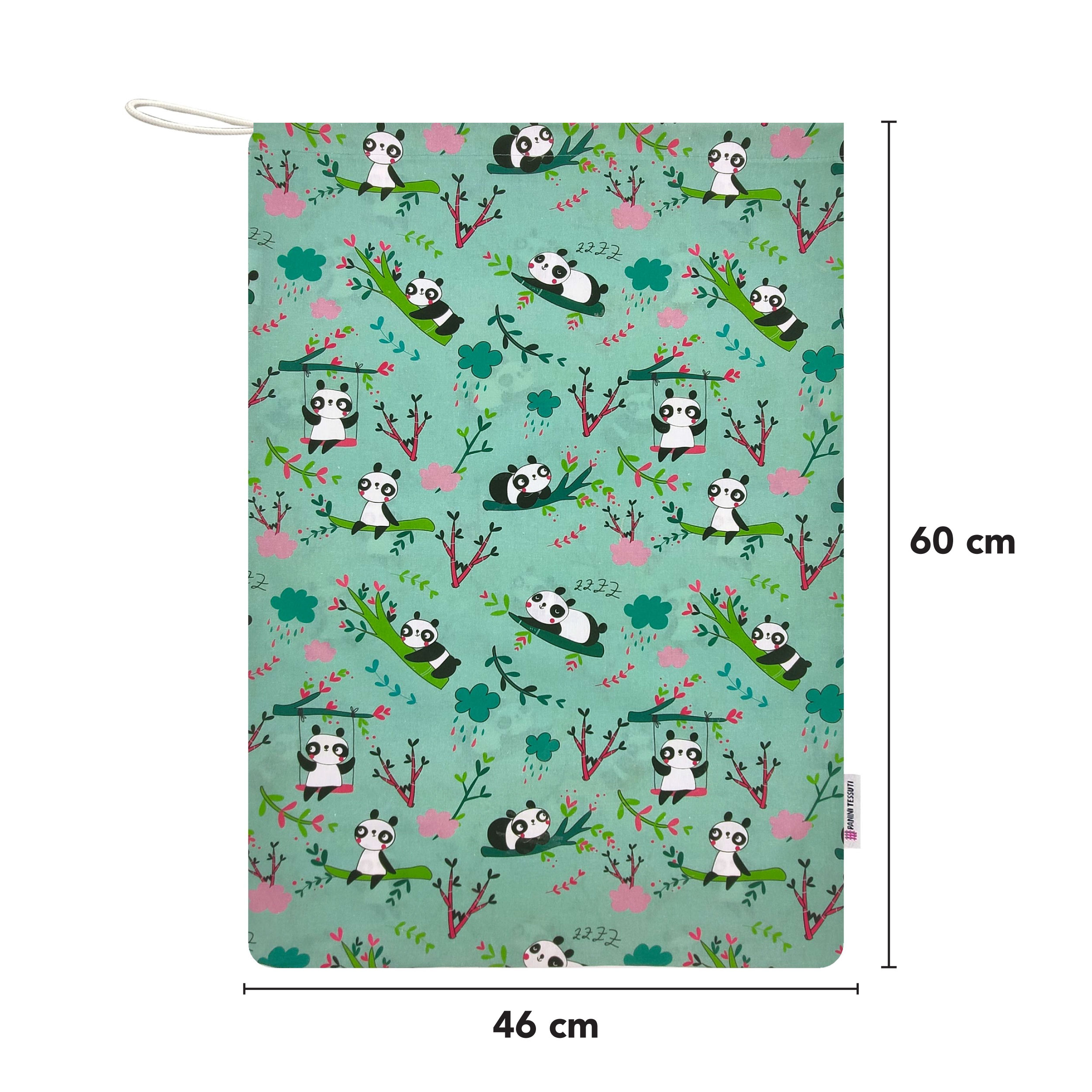 Sac à langer Panda Fond Vert Menthe - Panini Fabrics