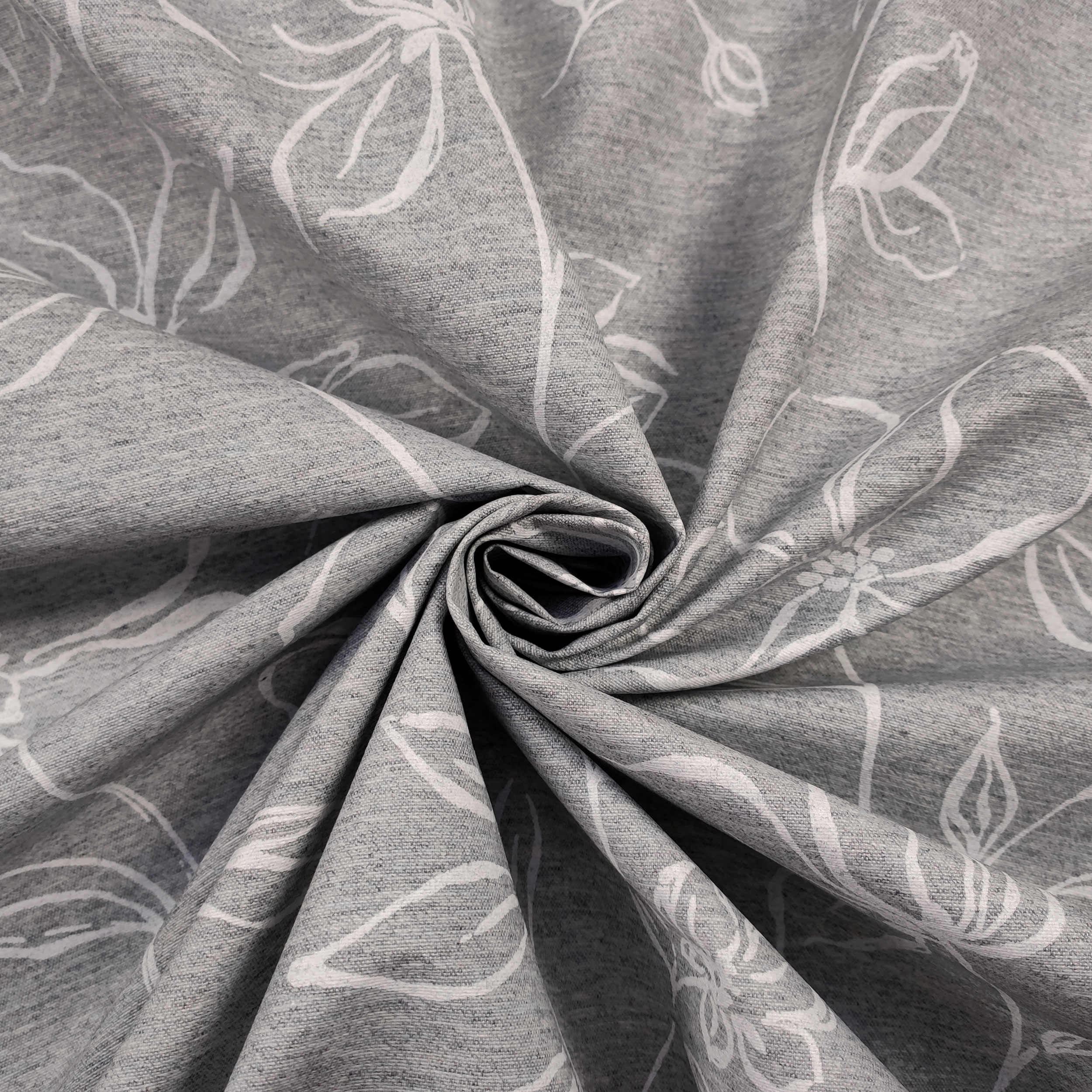 Grey Resin Tablecloth Fabric White Flowers Image