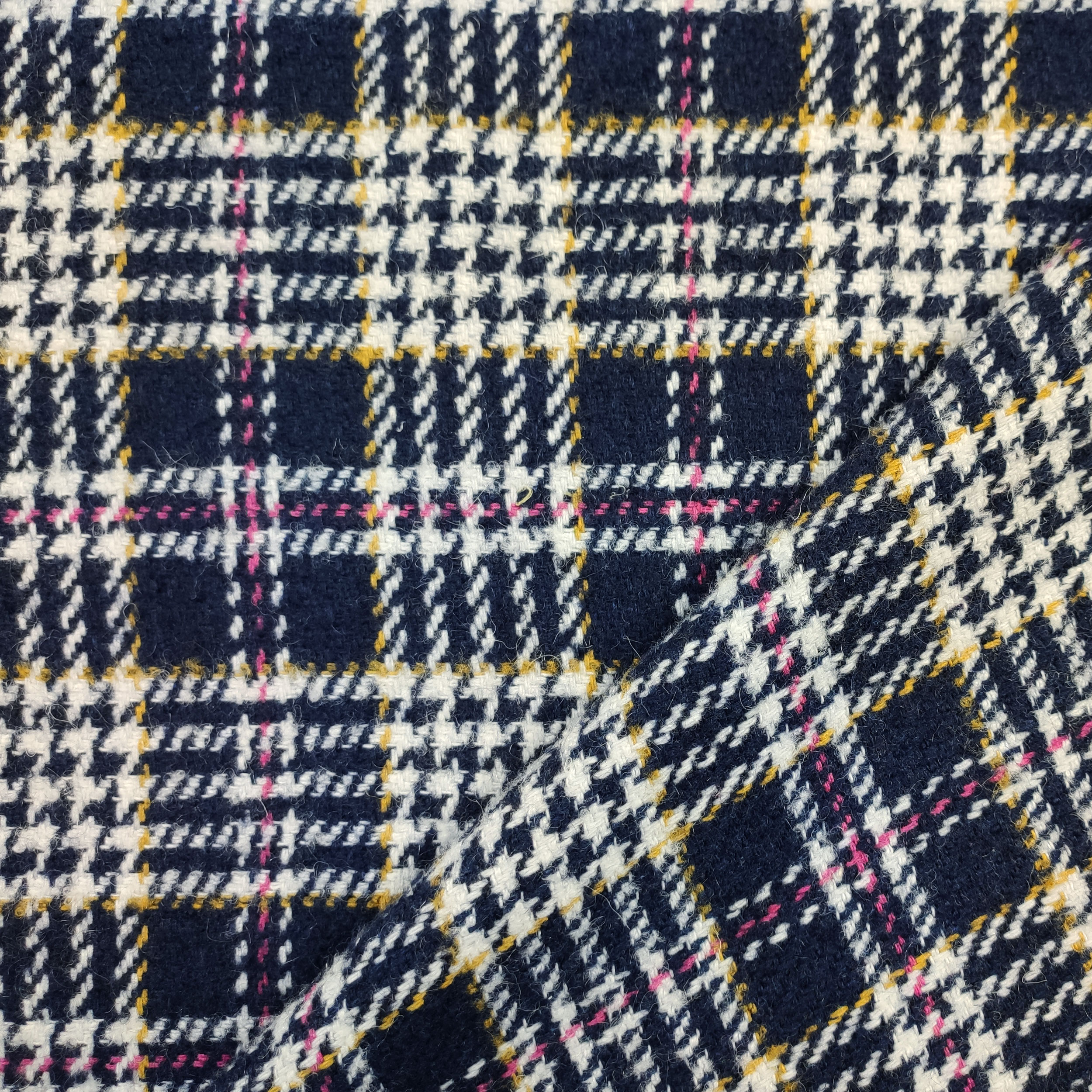 Tartan Pied de Poule Fils de couleur bleue