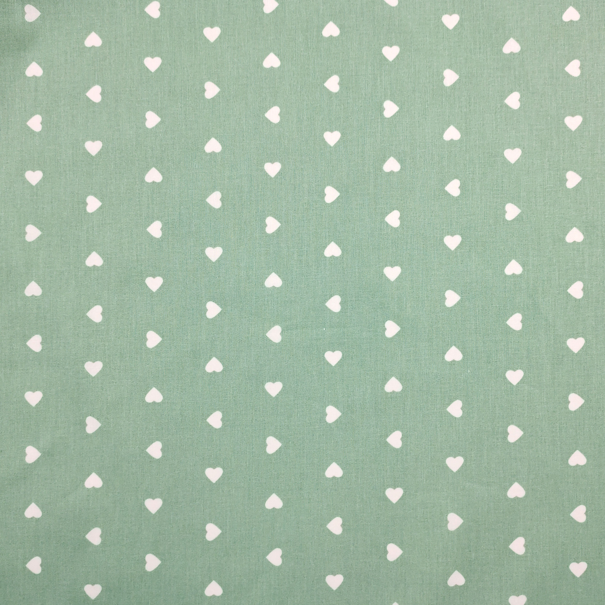 Cutout Cotton White Hearts Marine Green Coloured Background 50x140 cm Image