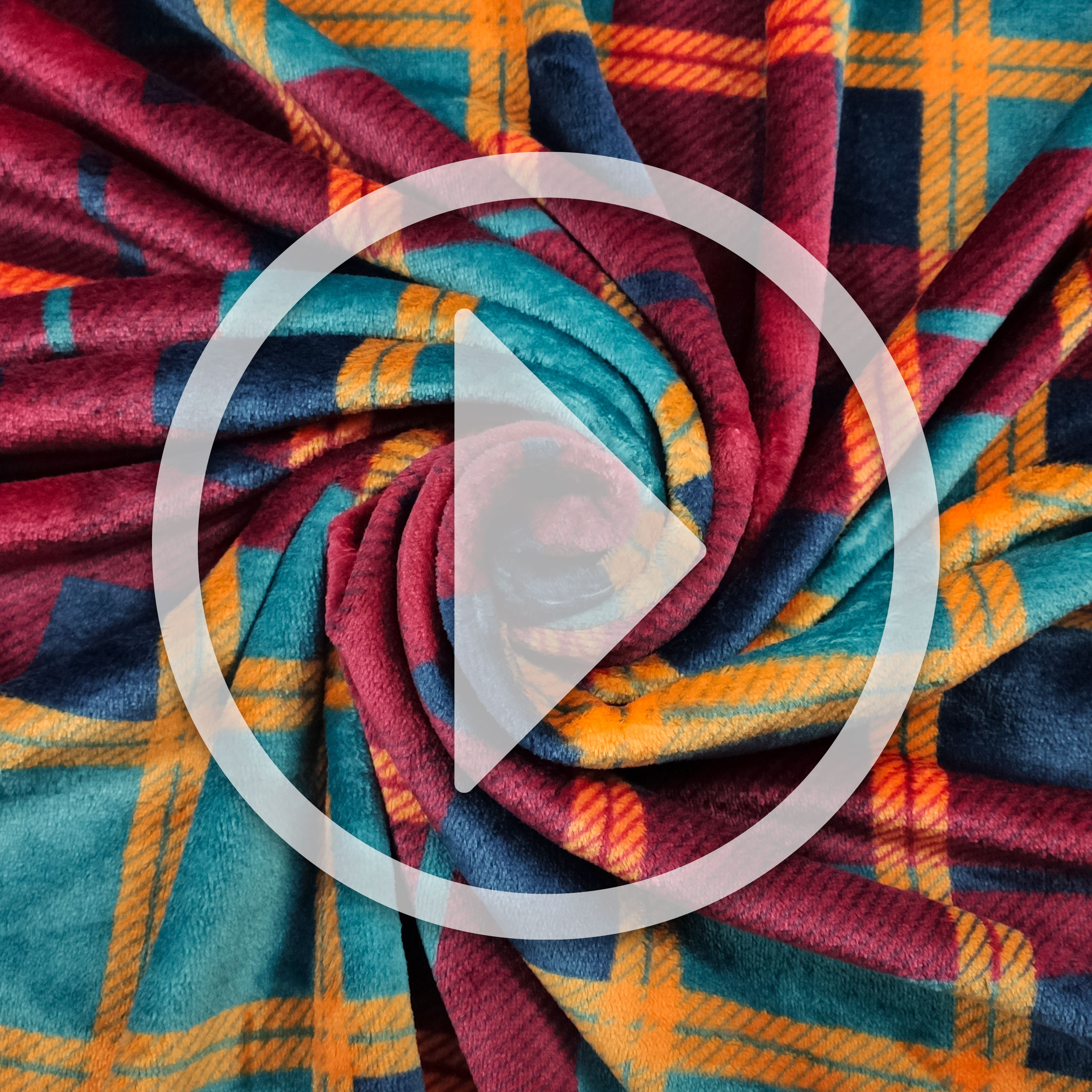 Polaire Main Cachemire Tartan Fond Bordeaux Image
