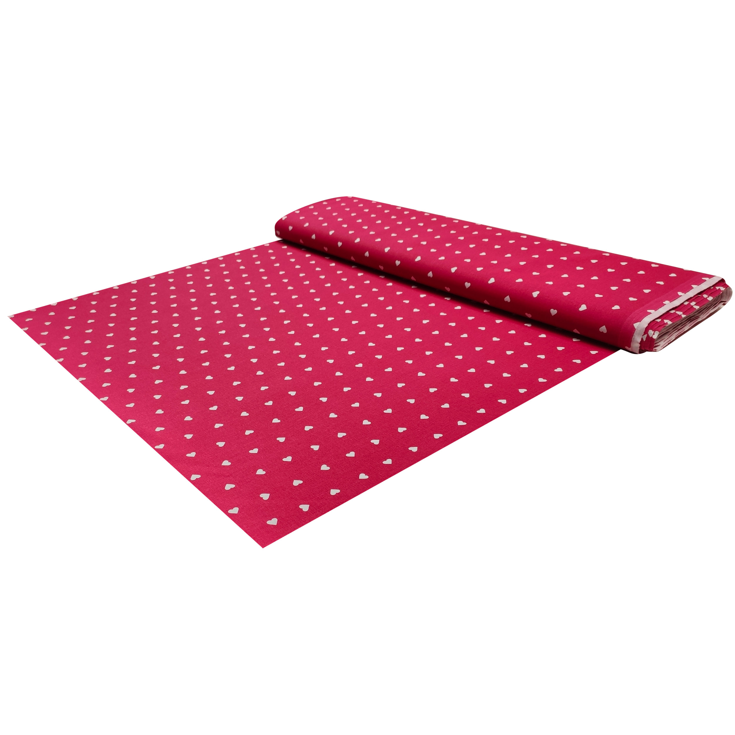 Printed Cotton with White Hearts - Colored Background  Image