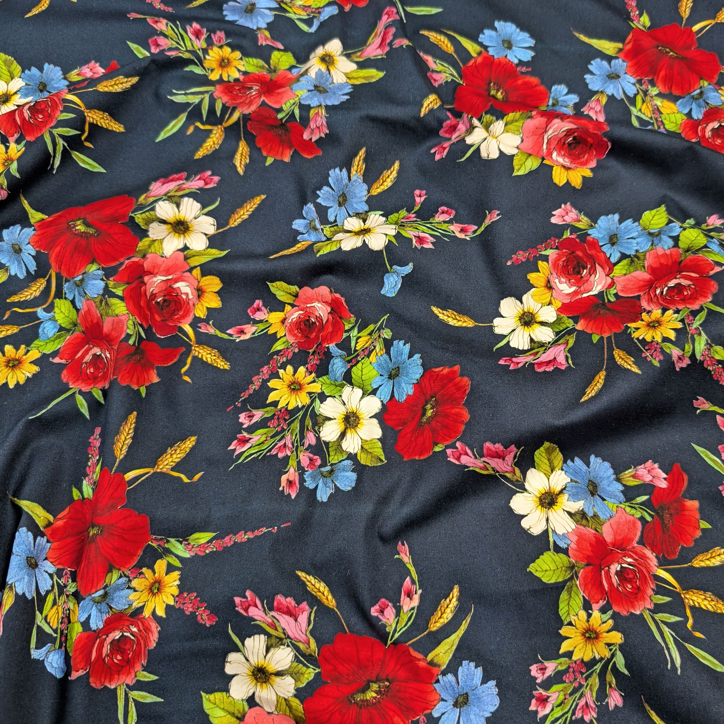 Cotton Fashion Flowers Background Blue Image