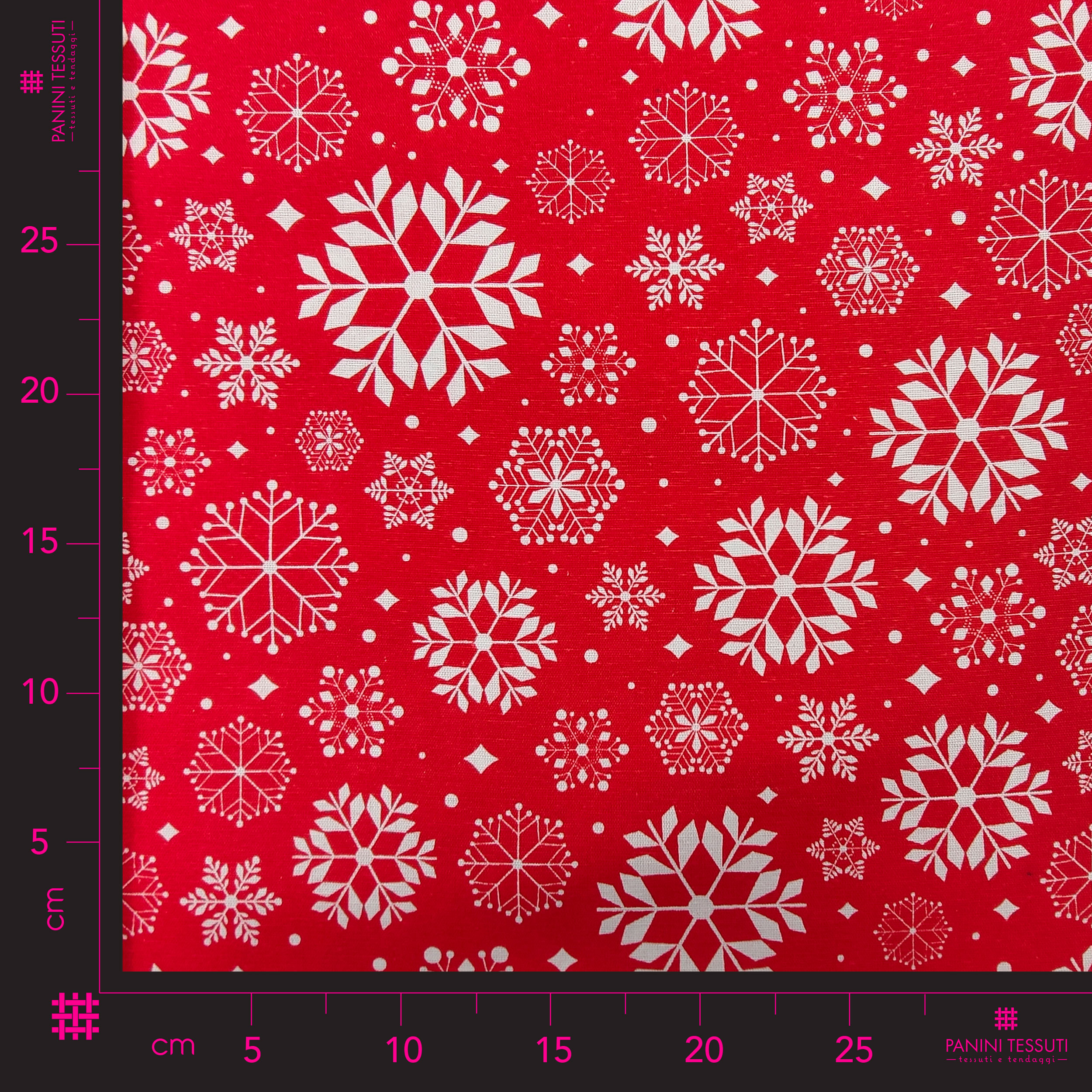 Coton mélangé Flocons de Noël Fond rouge Image