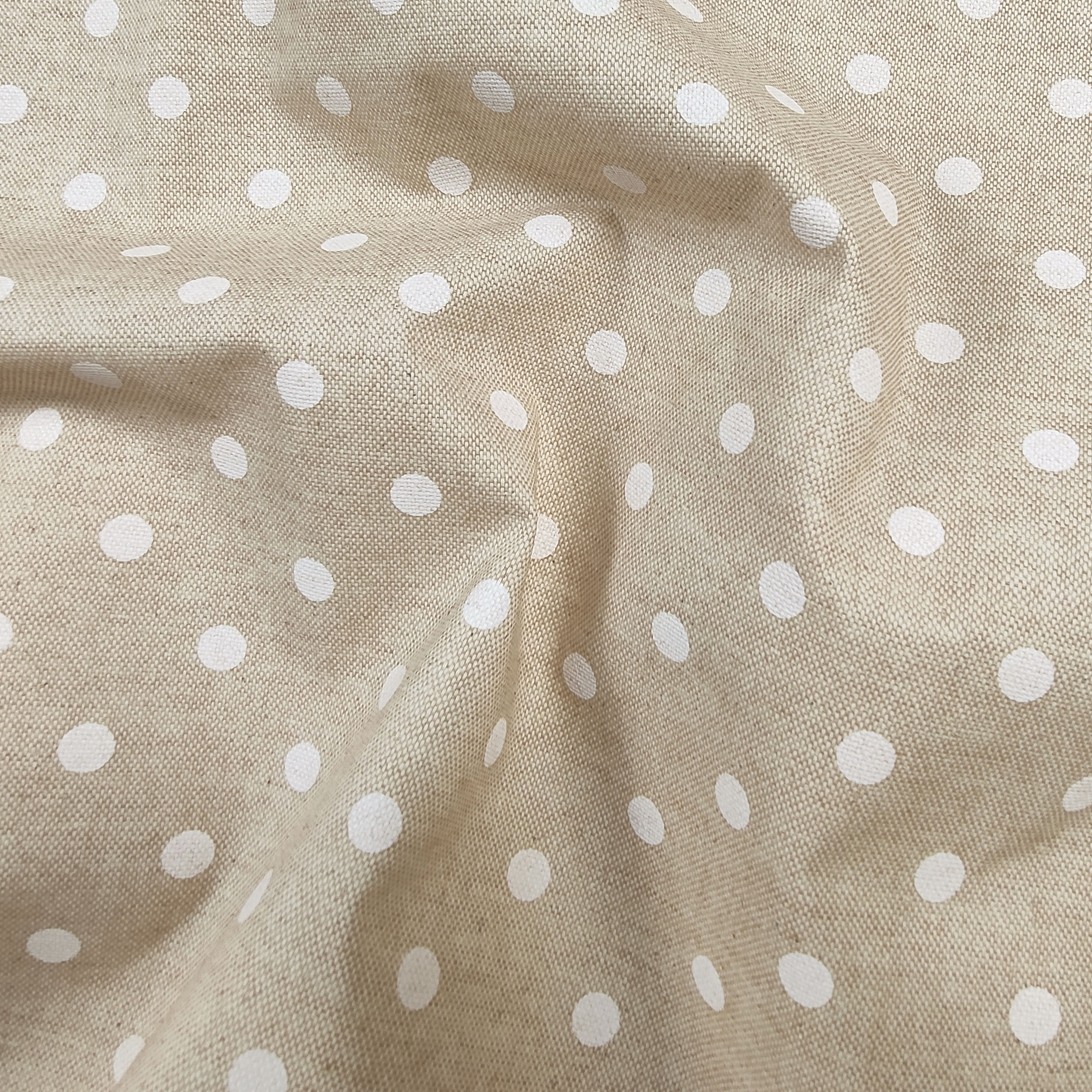 Harzbeschichtete, fleckenfreie Tischdecke Beige Polka Dot