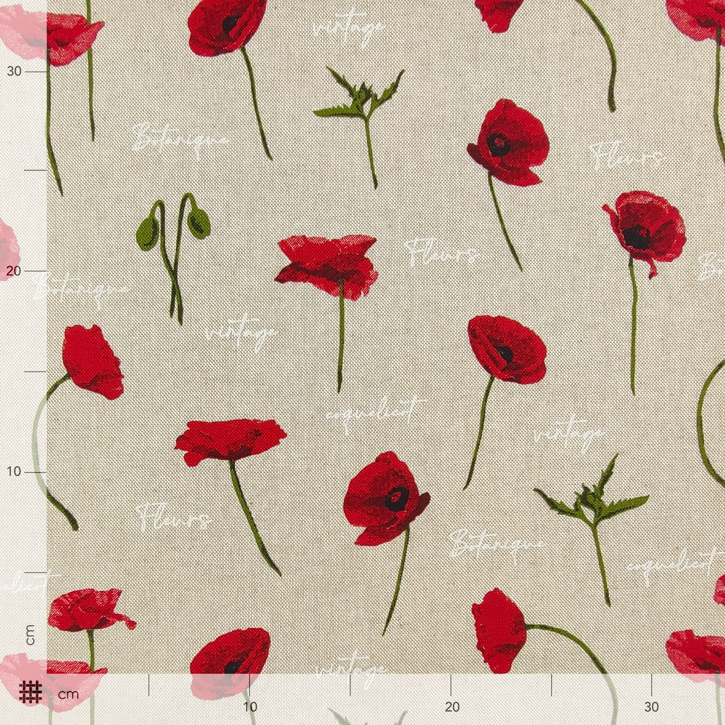 Panama Fabric Vintage Poppies