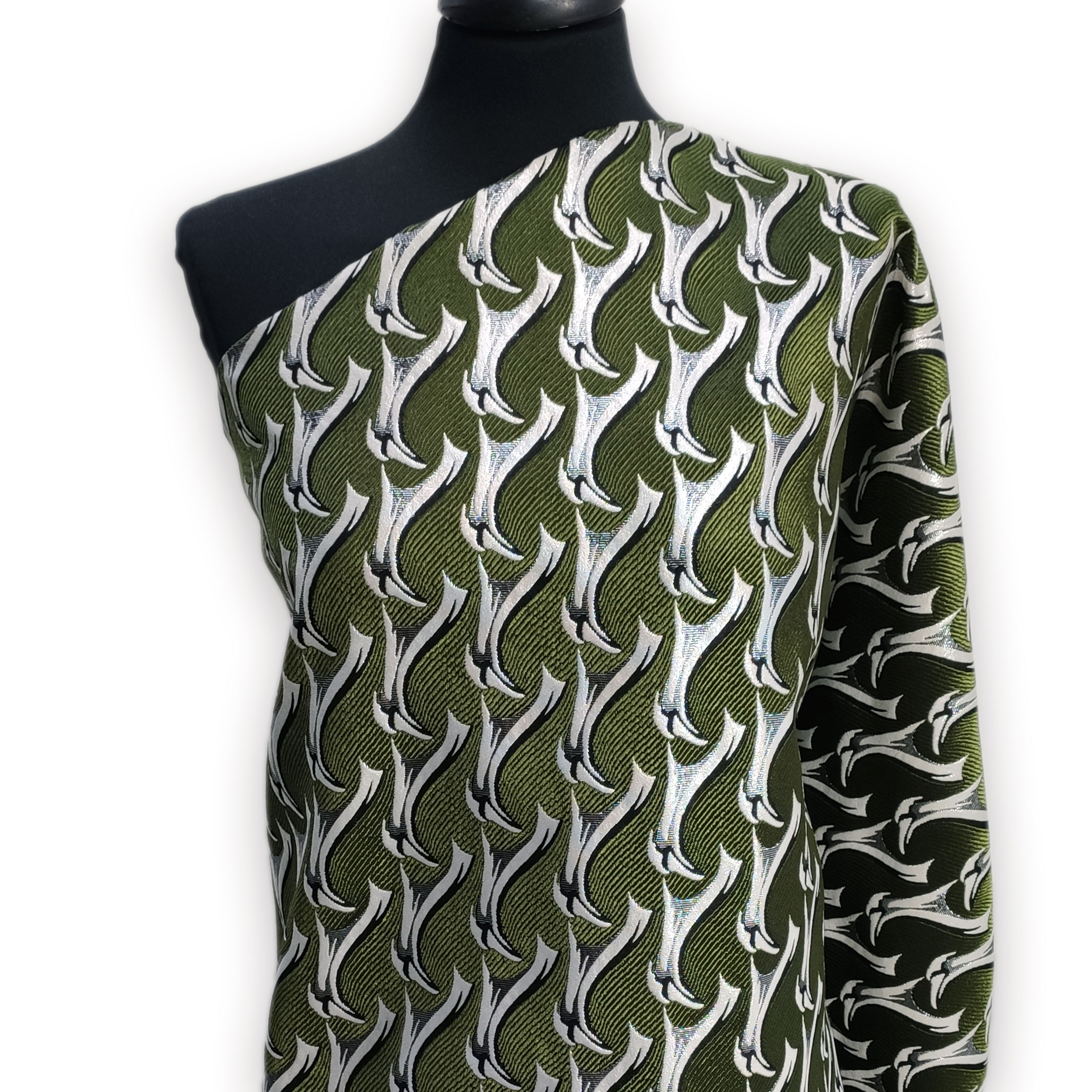 Brocado Fantasía Alta Moda Lurex Verde y Plata Image