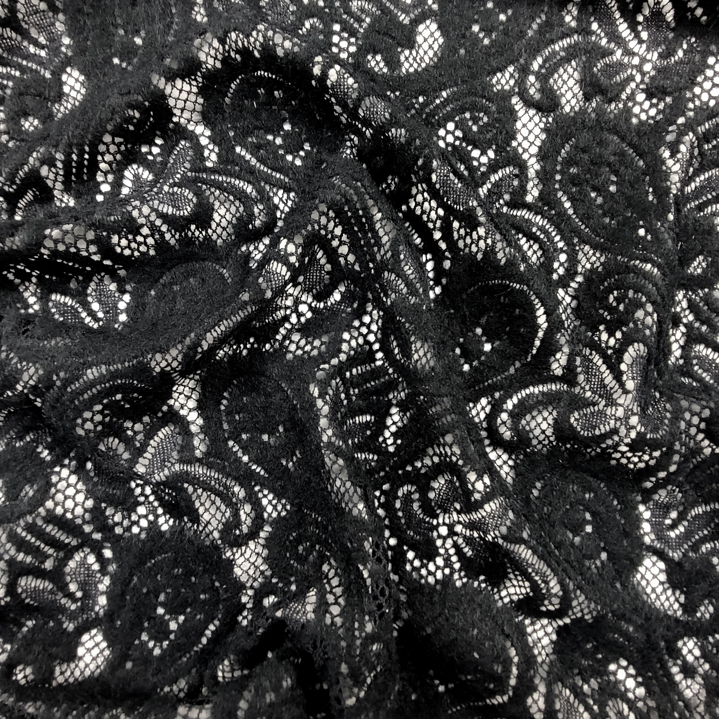 Mixed Wool Lace Black