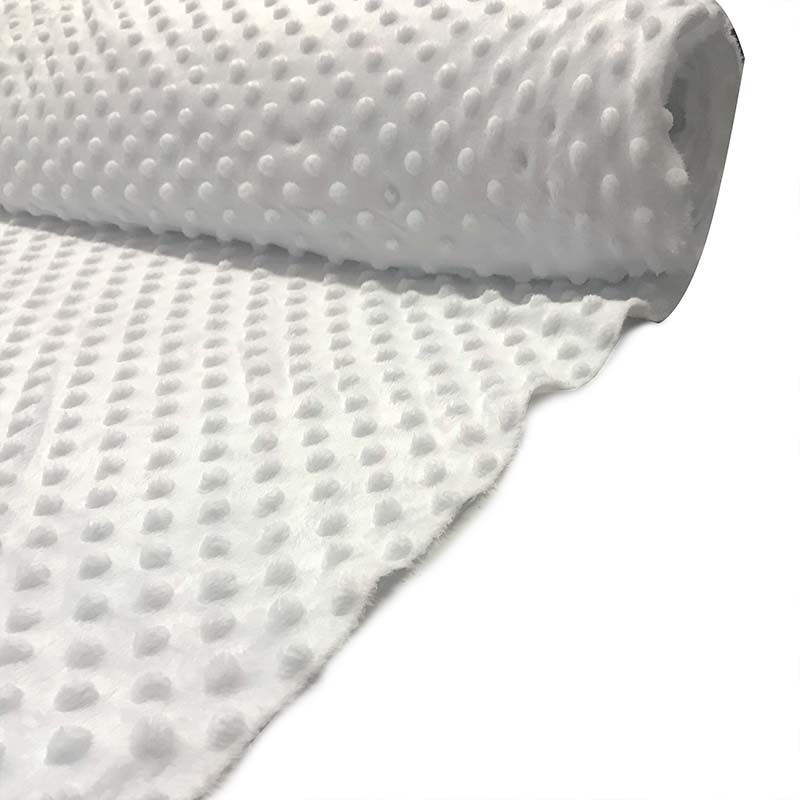 Tessuto Minky Dots Peluche Bianco 