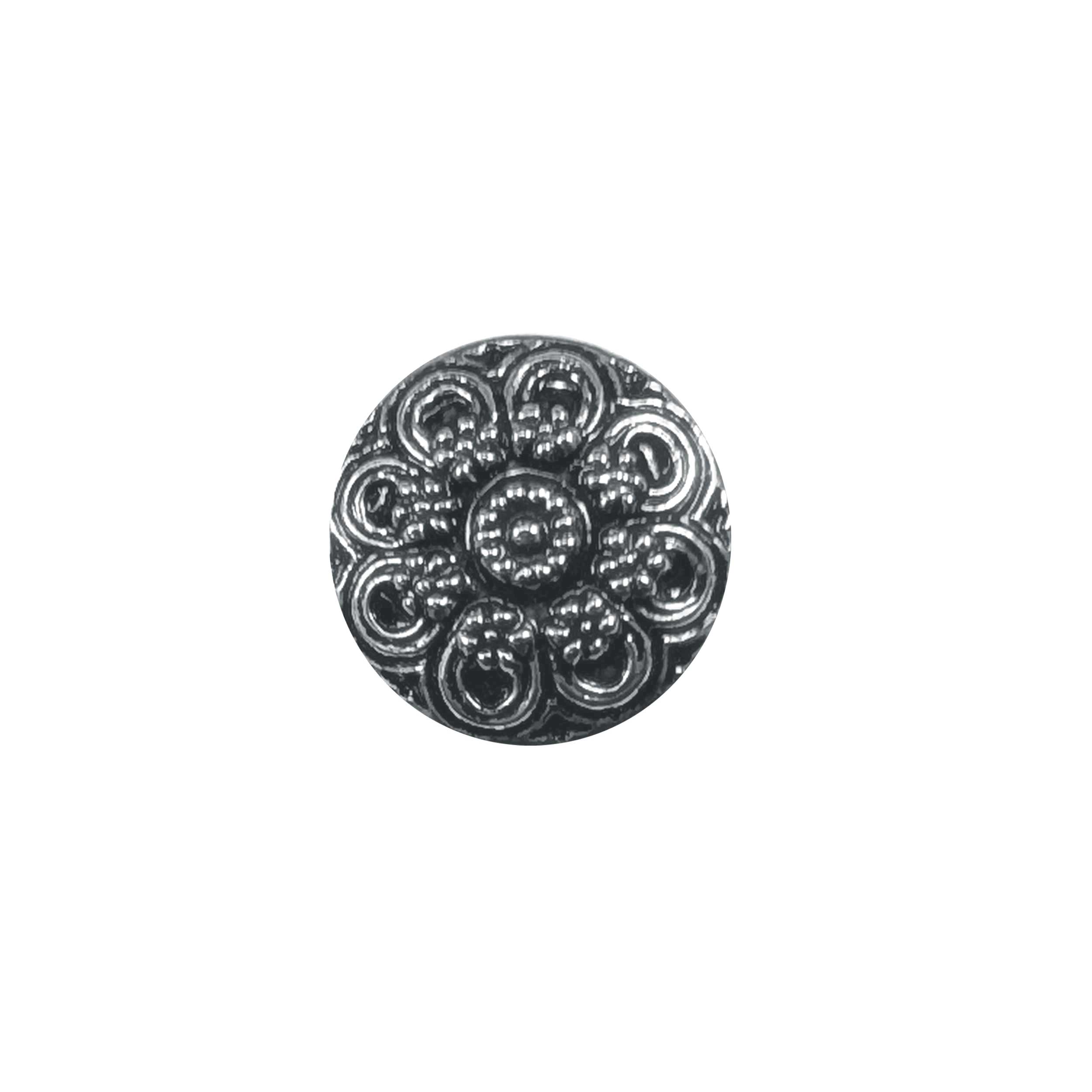 Large Silver Button with Little Flowers Image
