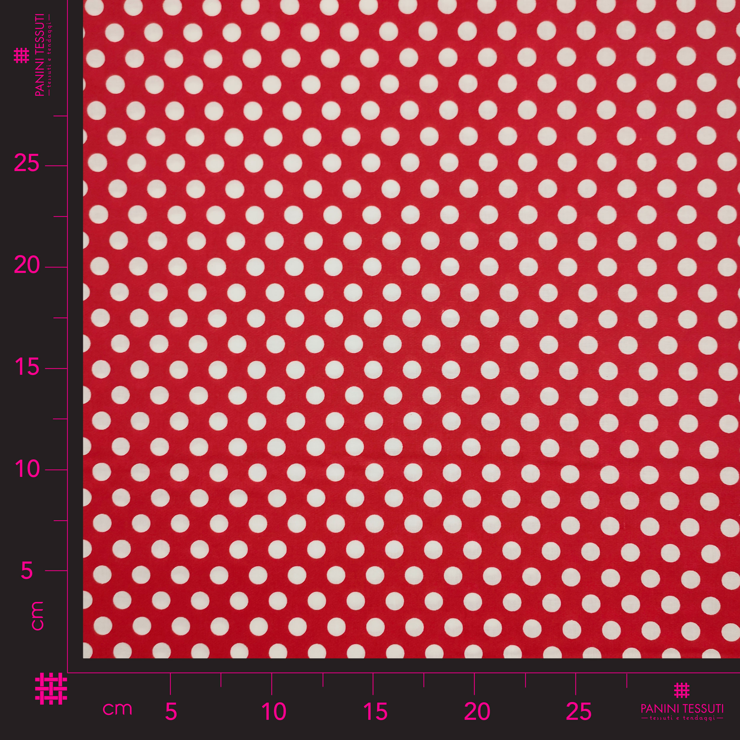 Roter Baumwollstoff mit großen Polka Dots