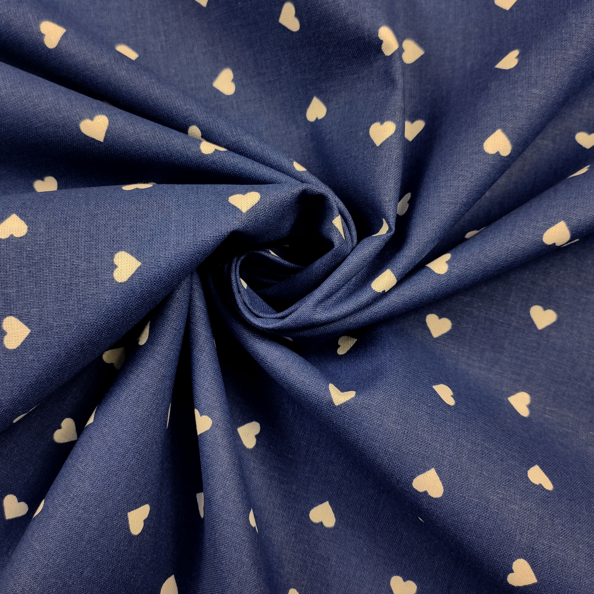 Printed Cotton with White Hearts - Colored Background  Image