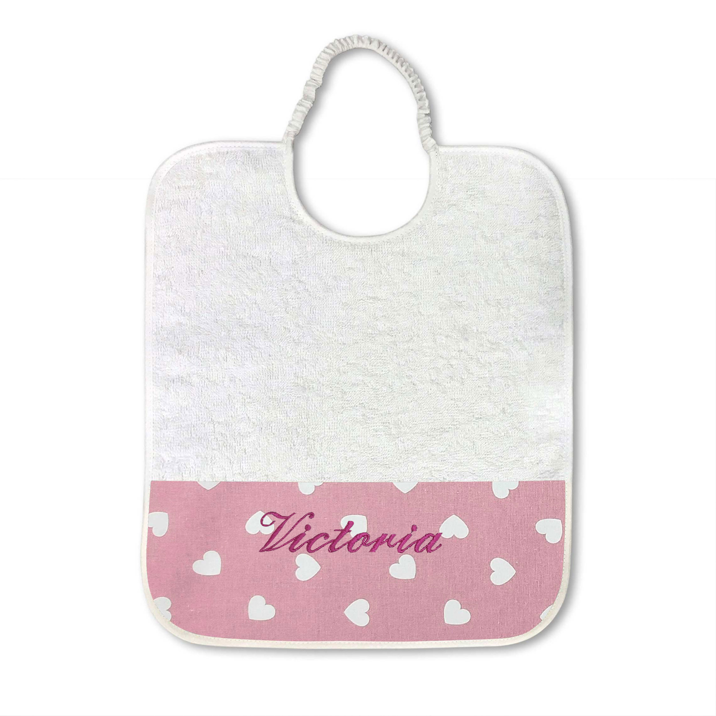 Bib White Hearts Background Pink Antique Image
