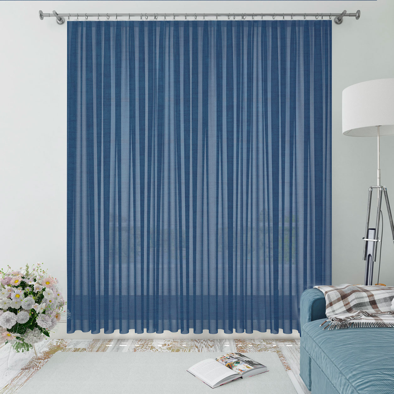 Tissu de rideau en faux lin couleur unie Image