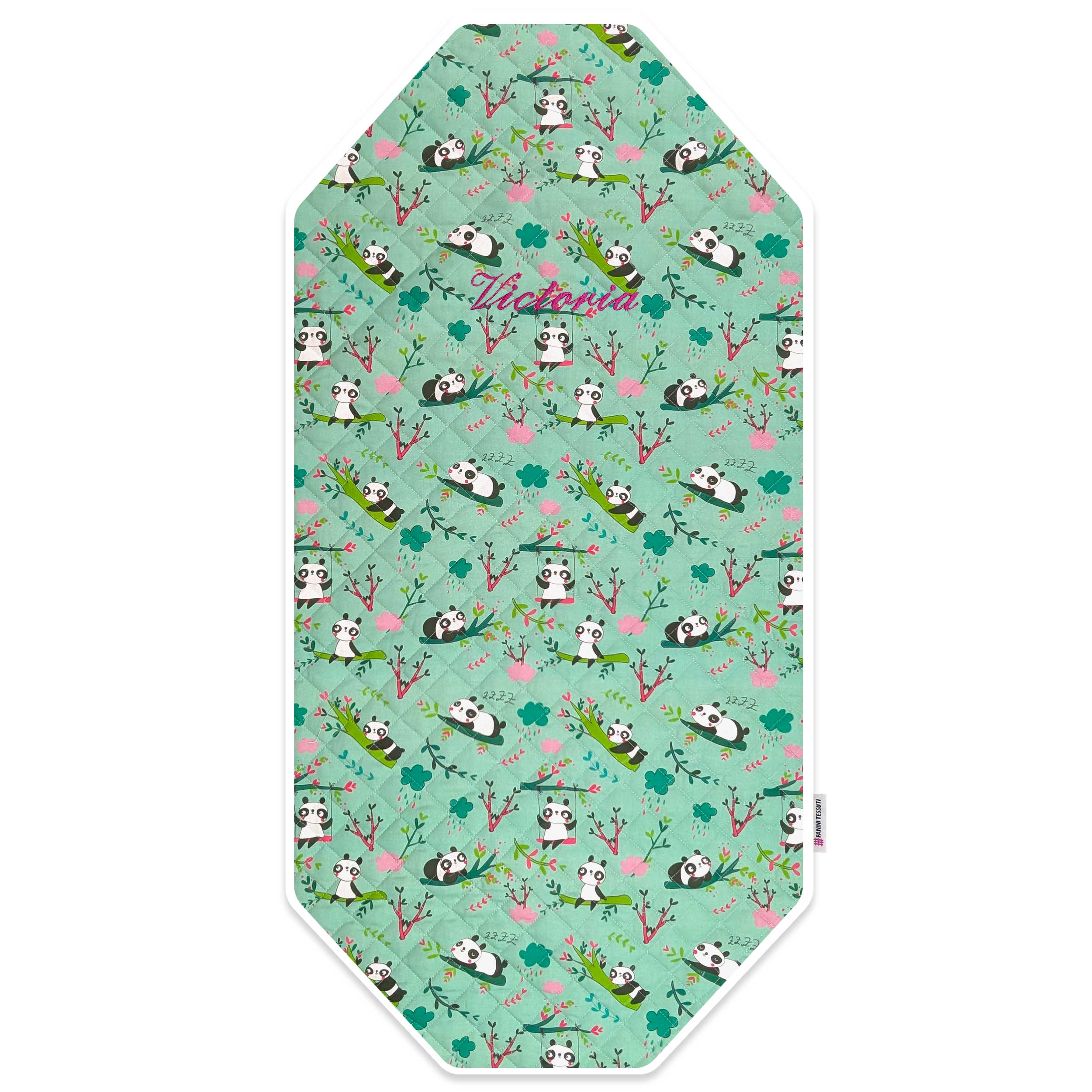 Cot Cover Panda Mint Green Background Image