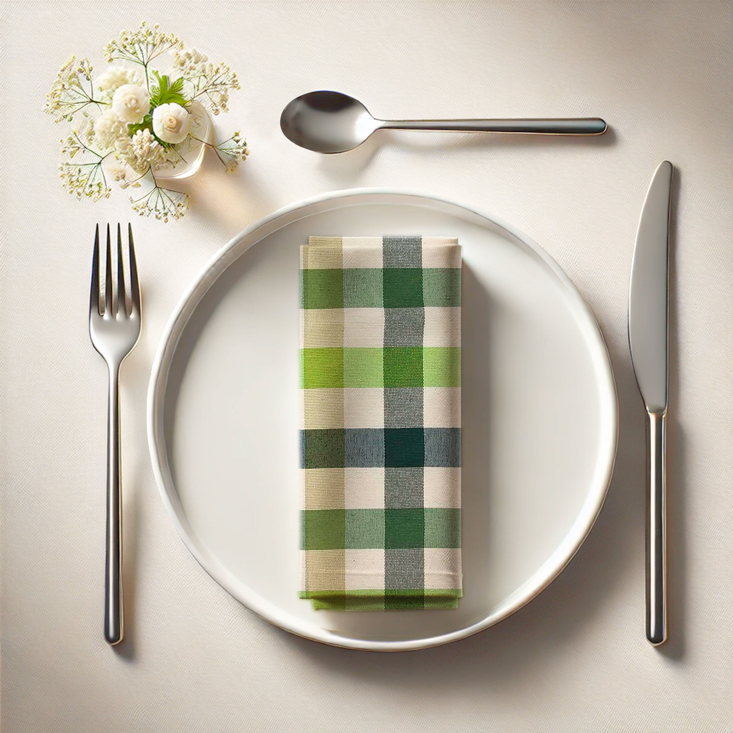 Servilleta Panini Telas Hilo Teñido Multicolor Verde Cuadros Image