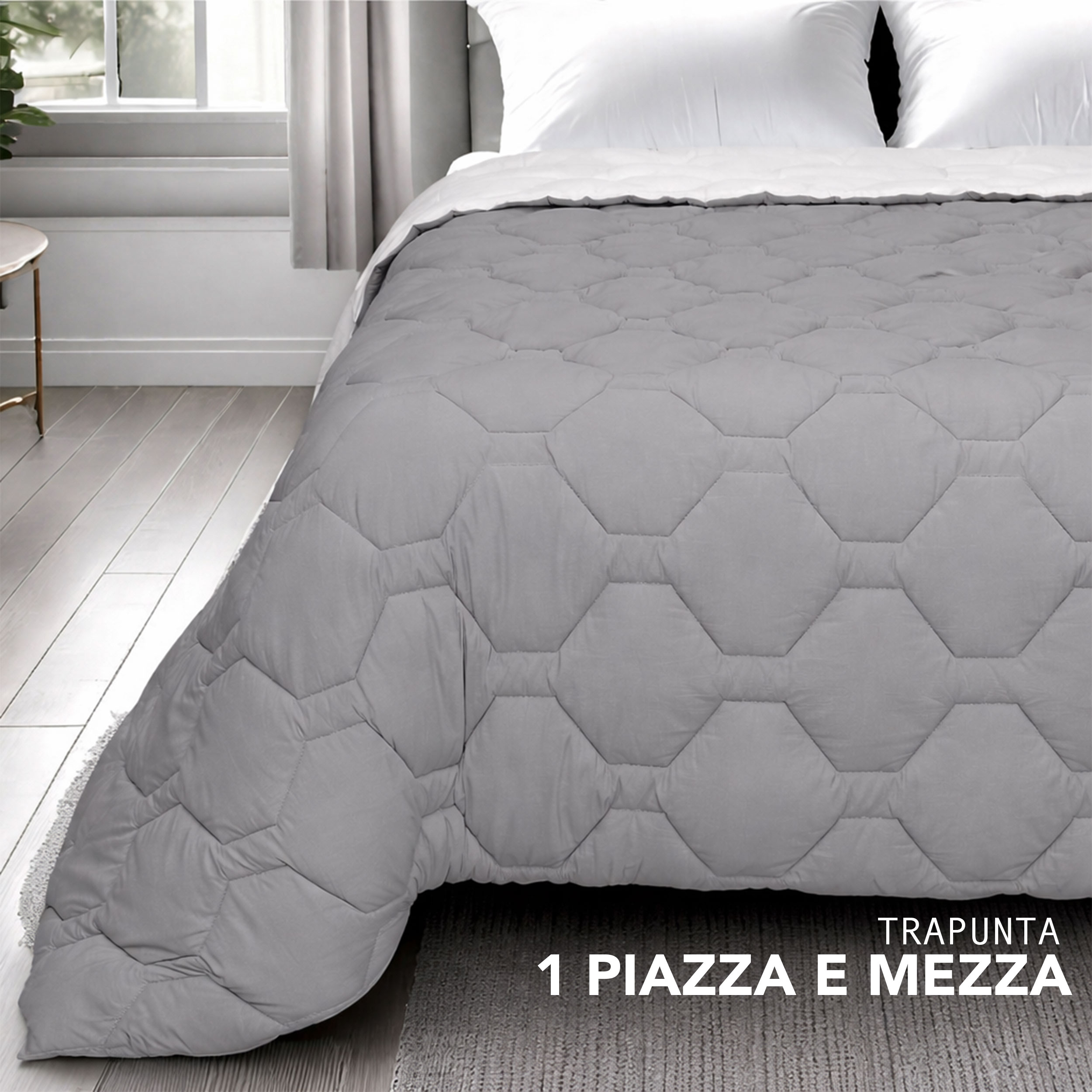 Grey Two-Tone Heavy Quilted Square and Half Square Image