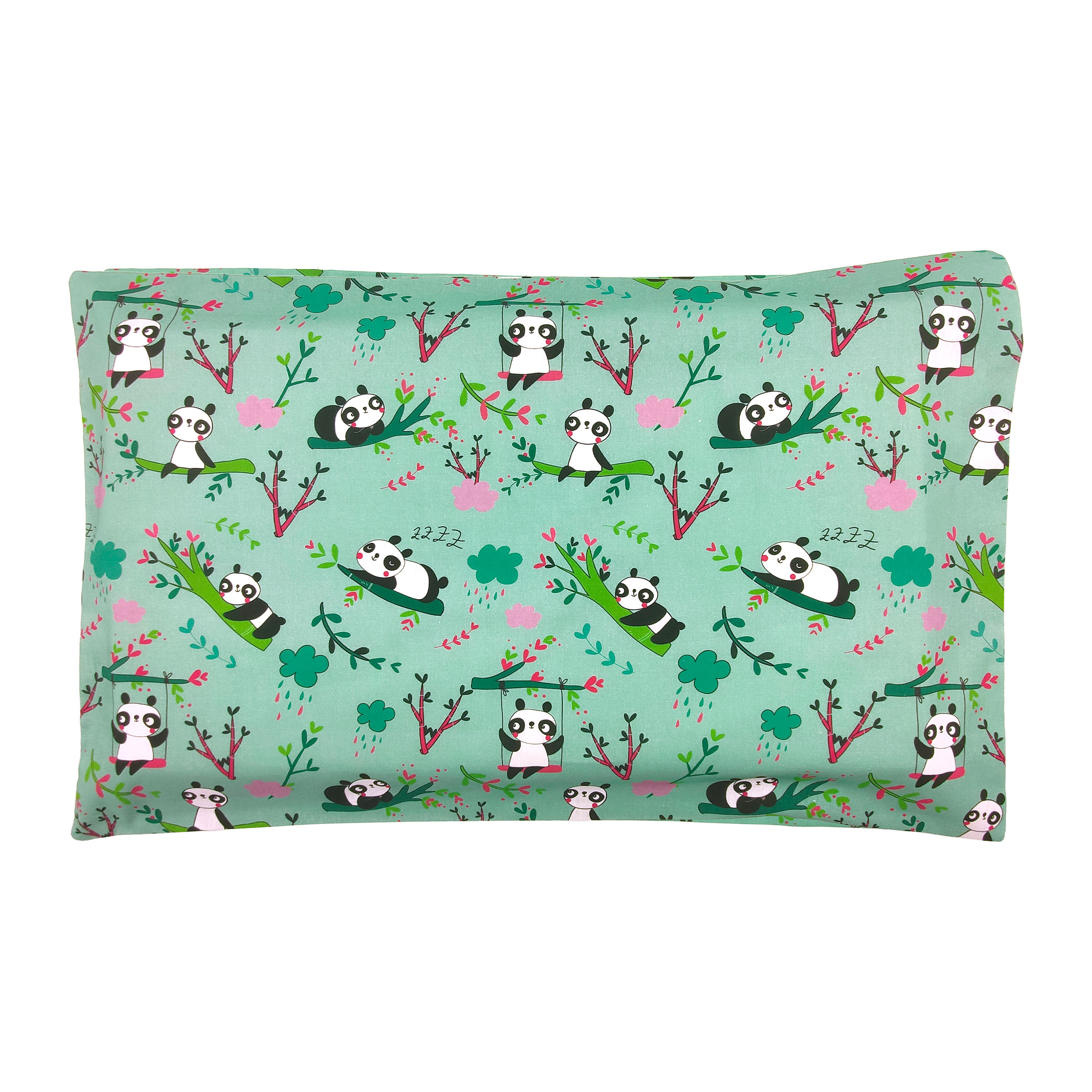 Taie d'oreiller à fond de panda vert menthe - Panini Fabrics