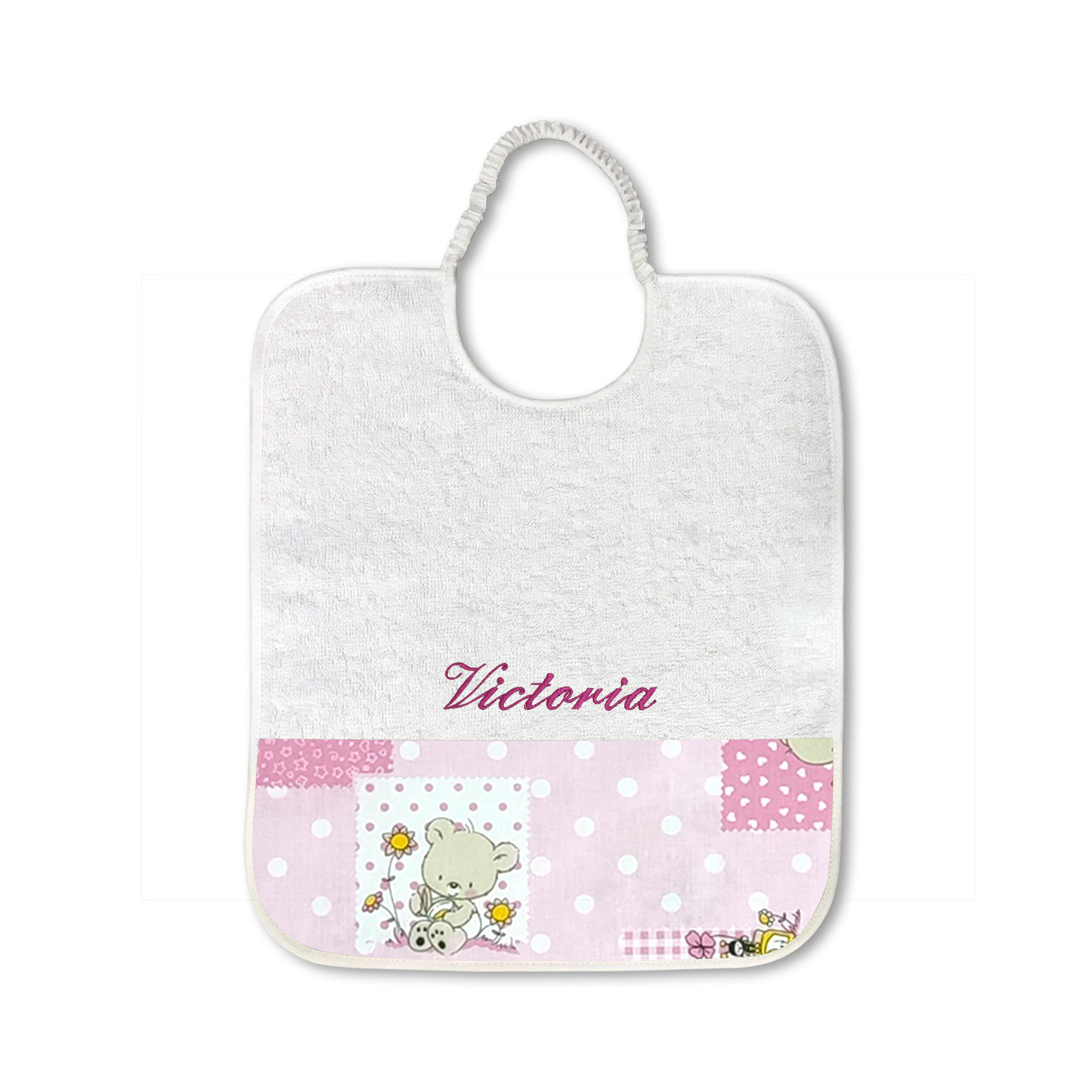 Bavoir rose Ours et abeilles