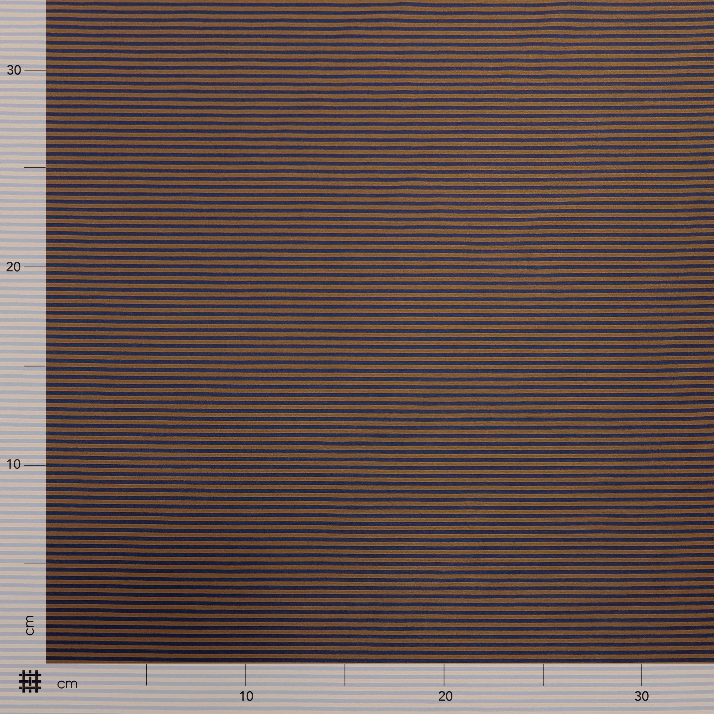 Blue and Biscuit-Coloured Horizontal Stripes, Cotton Blend Image