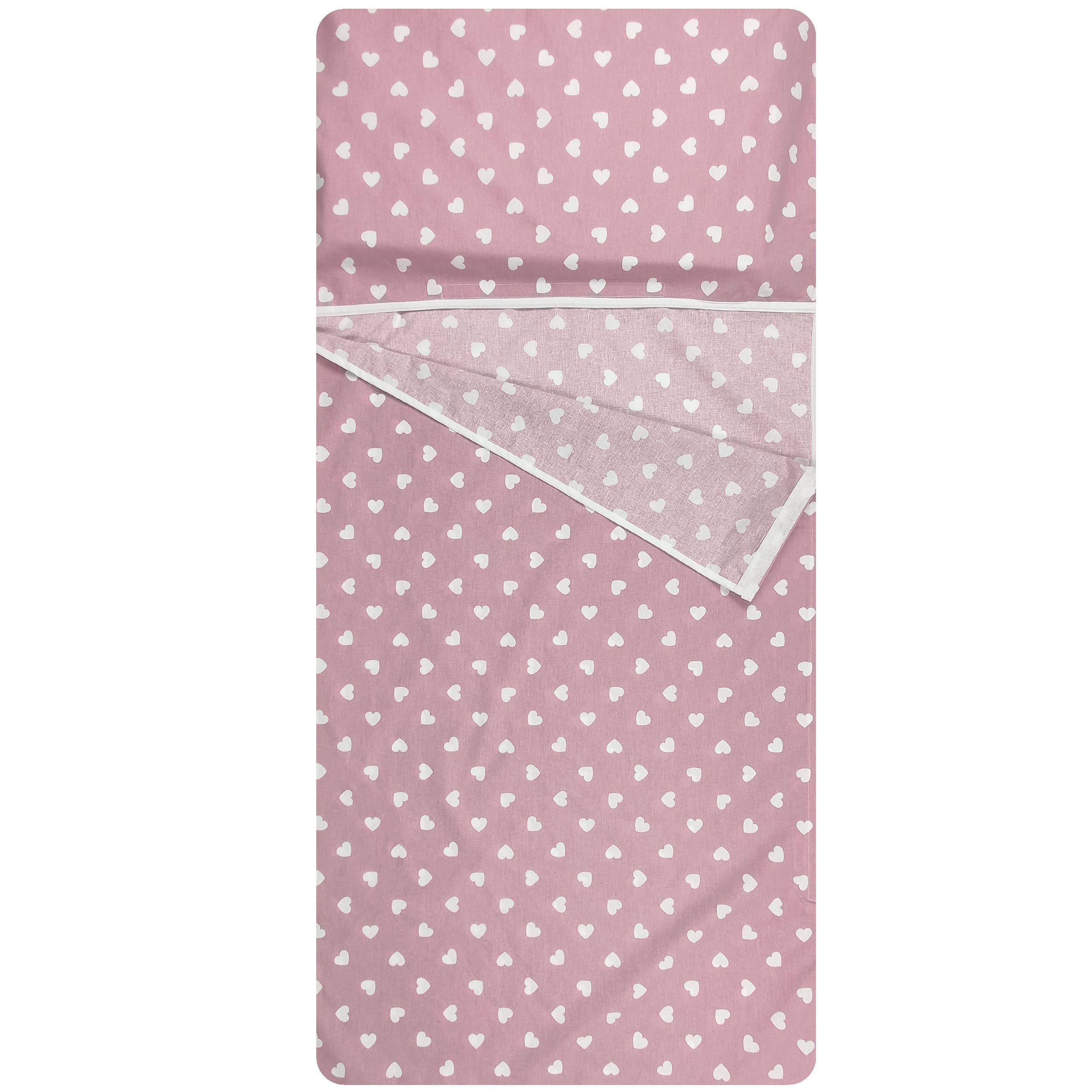 Summer Sleeping Bag White Hearts with Antique Pink Background Image