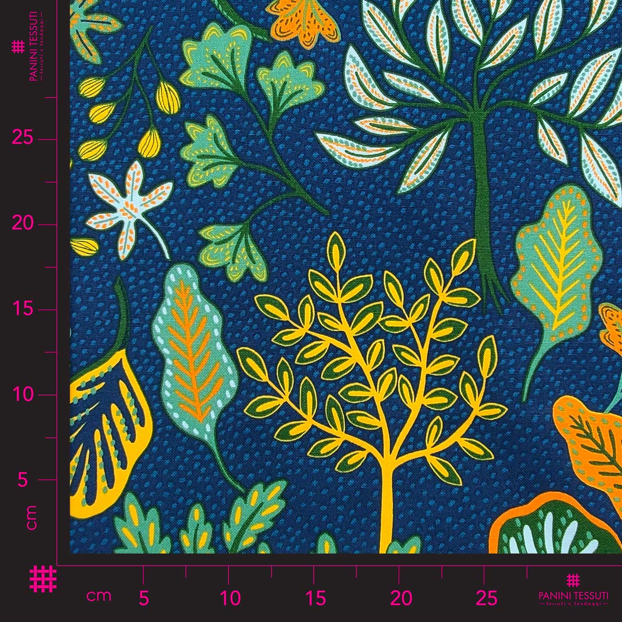 Décor Panama Fond bleu avec feuilles colorées Image