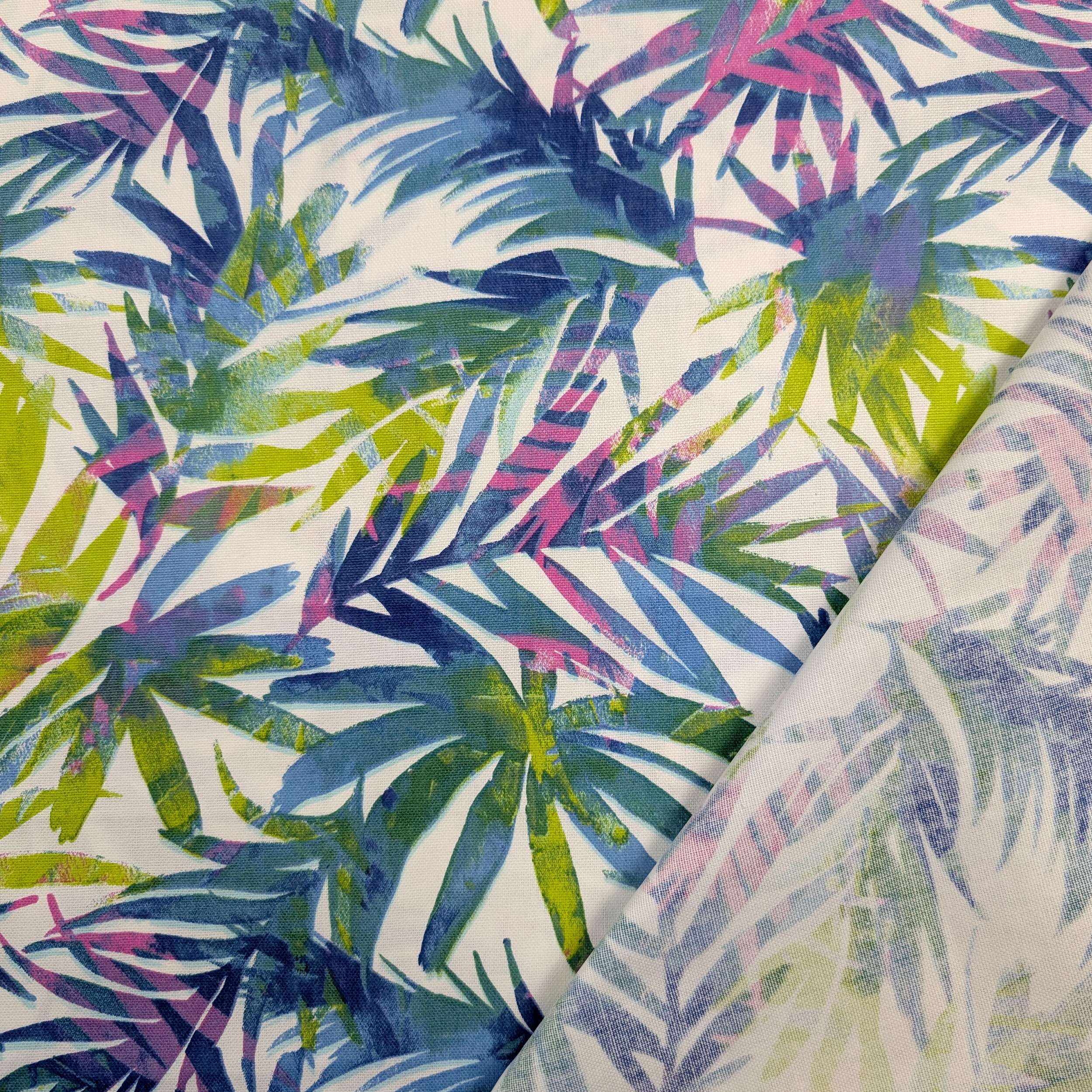Panama Printed Tropical Leaves Cold Tones Image