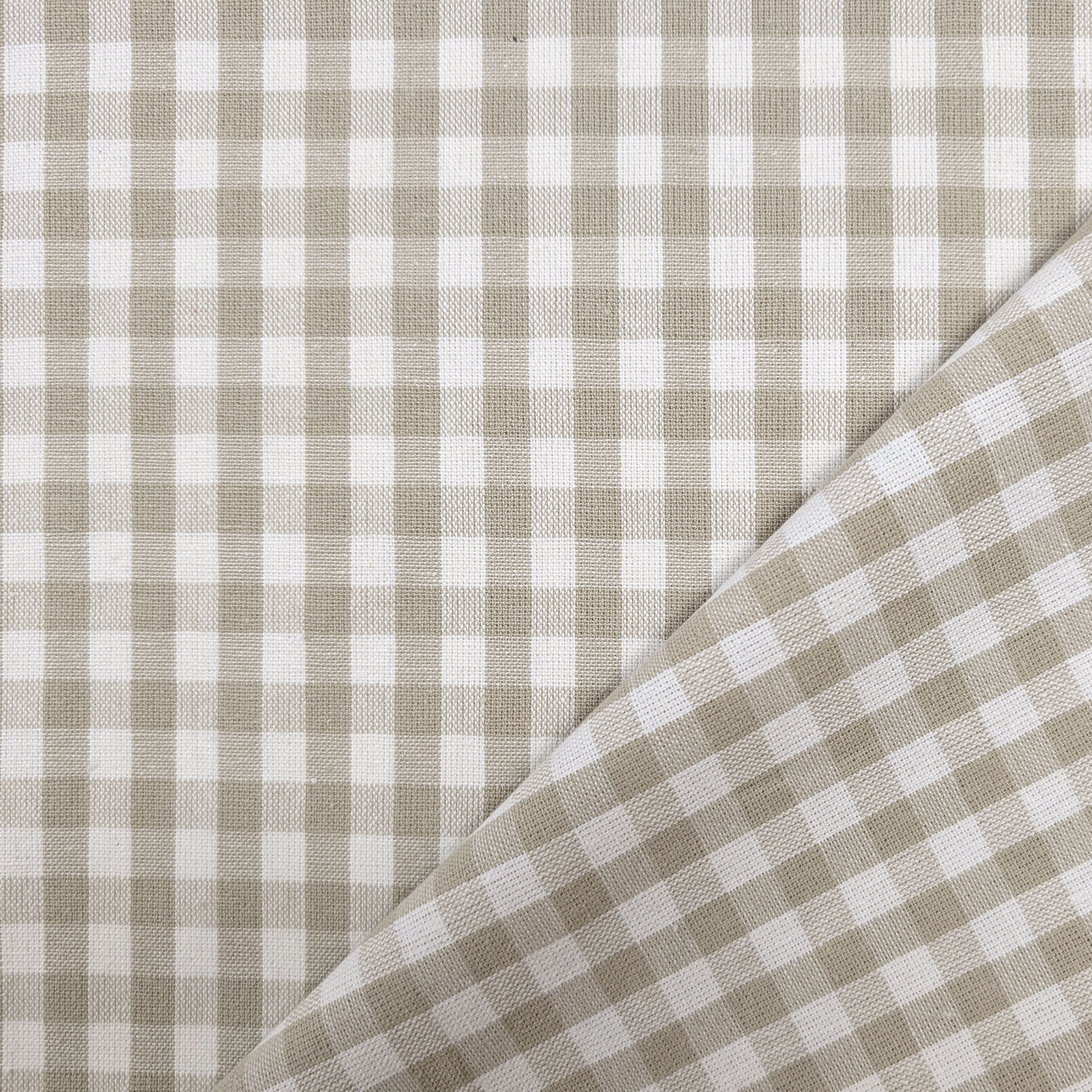 Washed Cotton Yarn Dyed Check Beige Image
