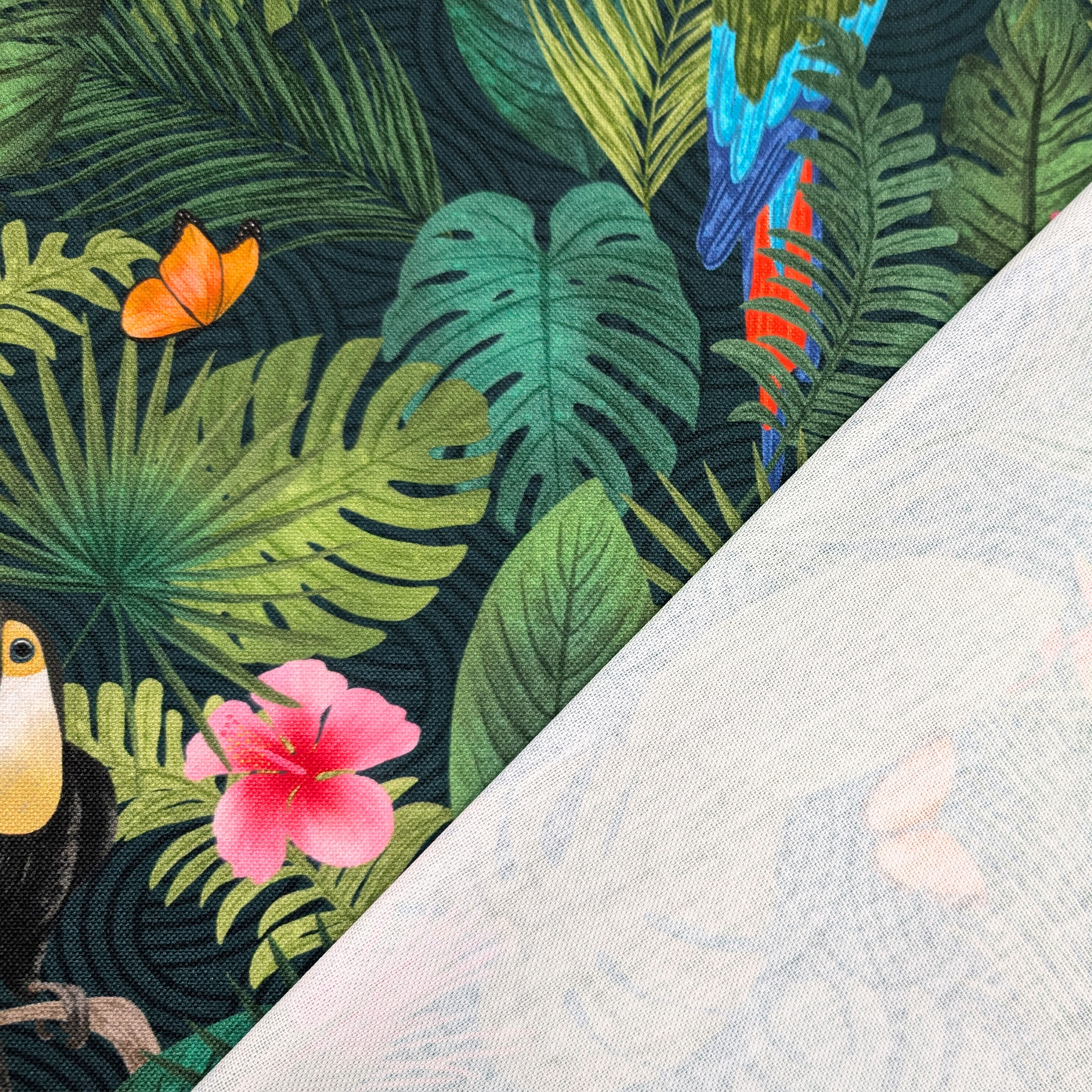 Tissu Panama découpé Oiseaux tropicaux 50x140 cm Image