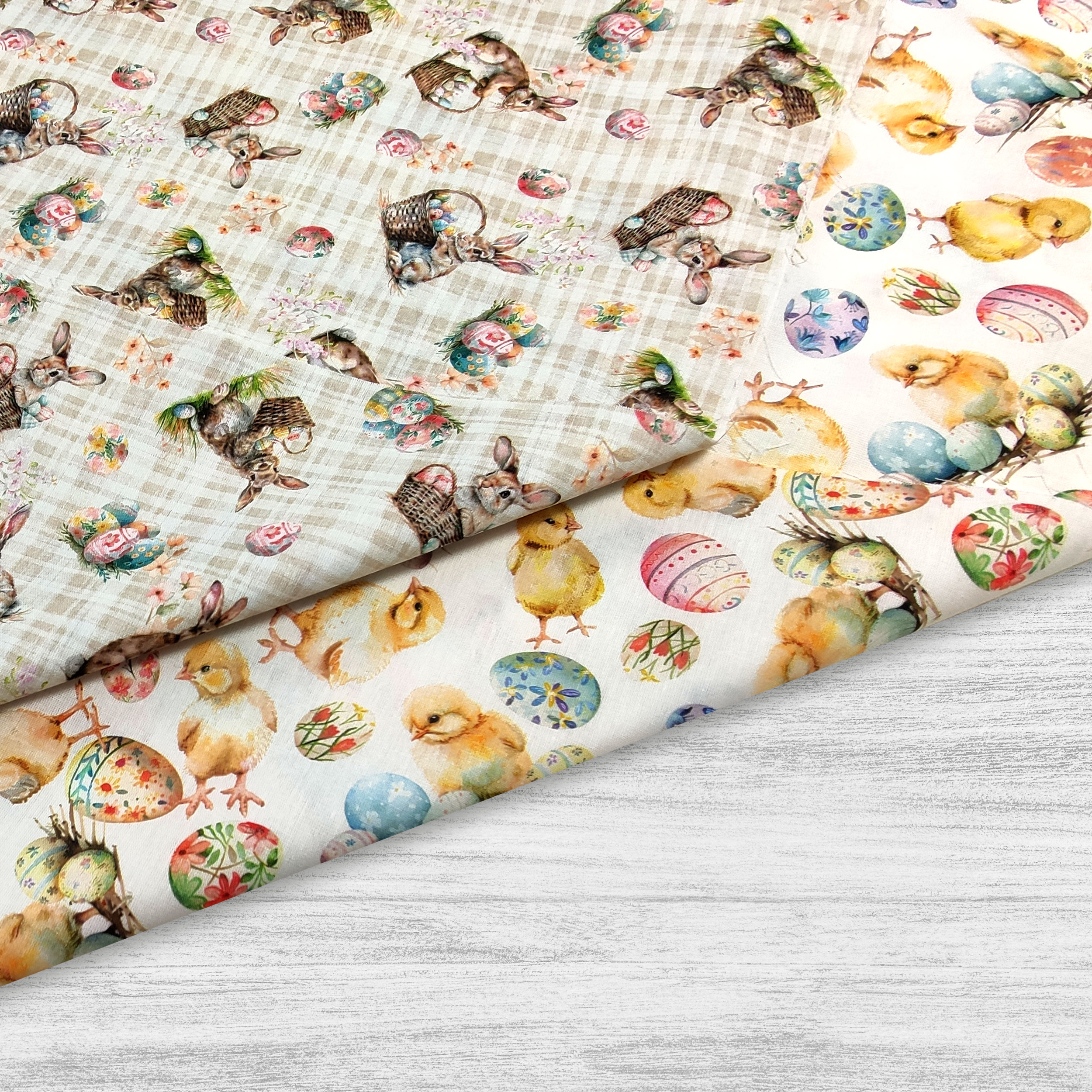 Lapins et œufs de Pâques en coton fantaisie