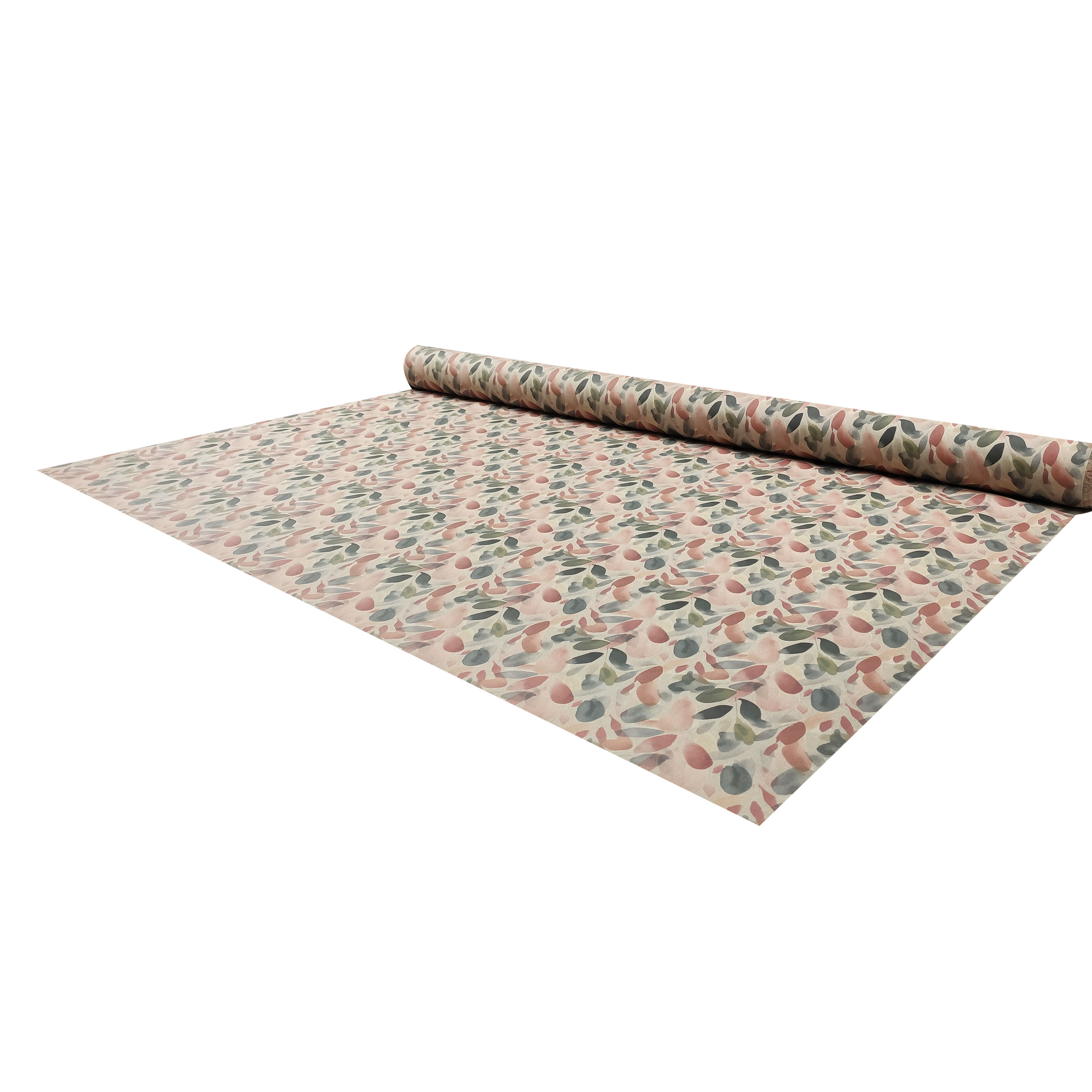 Cotton Mix Fabric Watercoloured Leaves Image