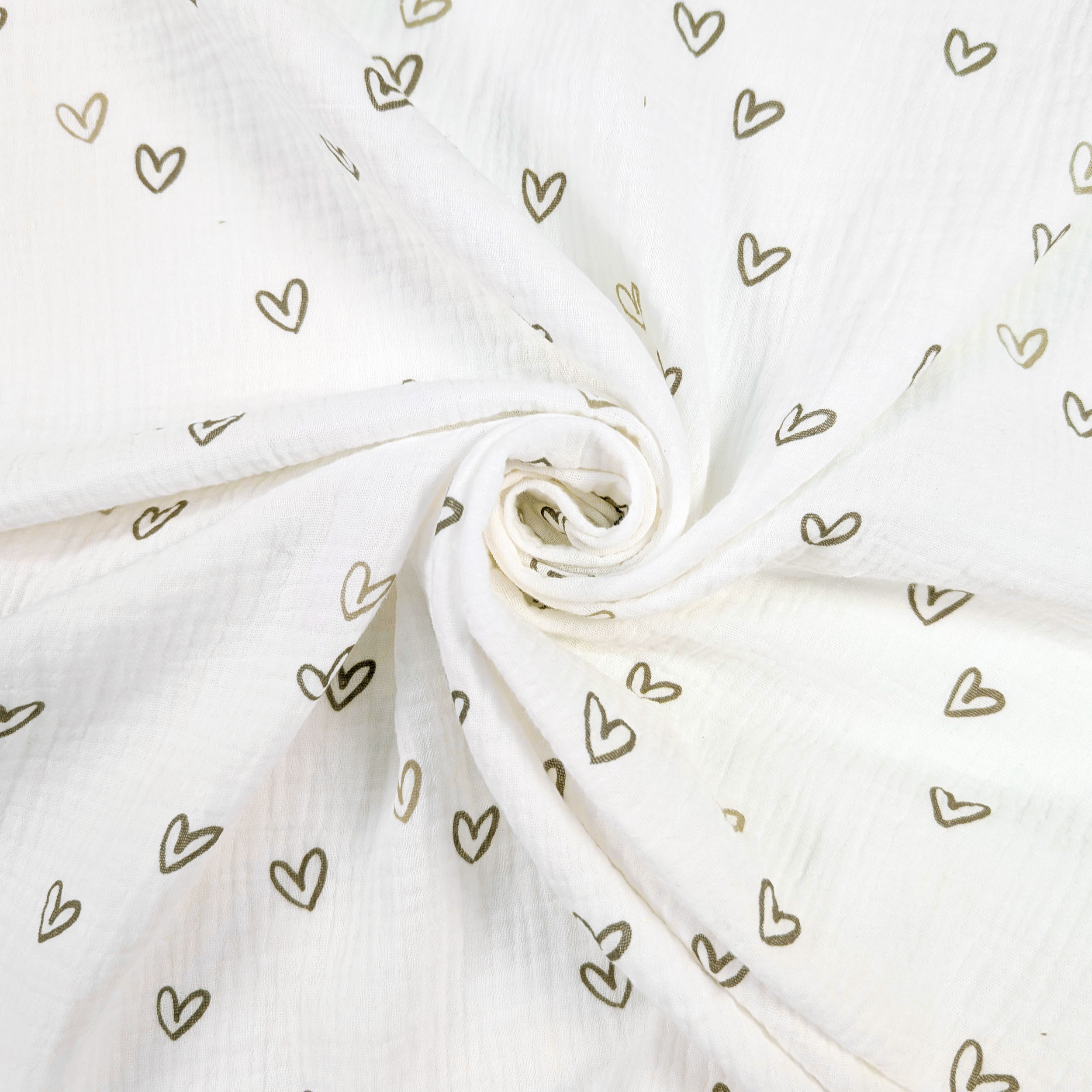Cuoricini Beige Cotton Muslin Image