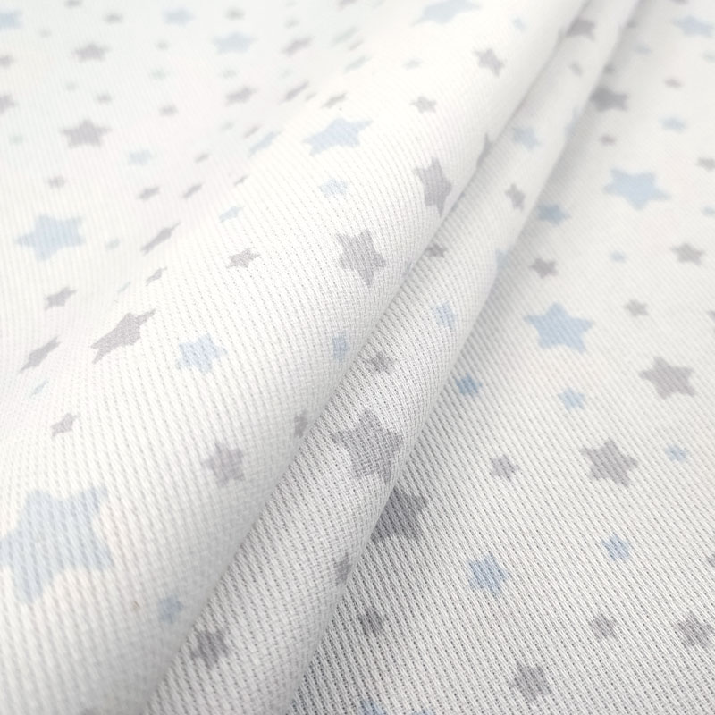 Tela Piqué Algodón Azul Estampado Estrella