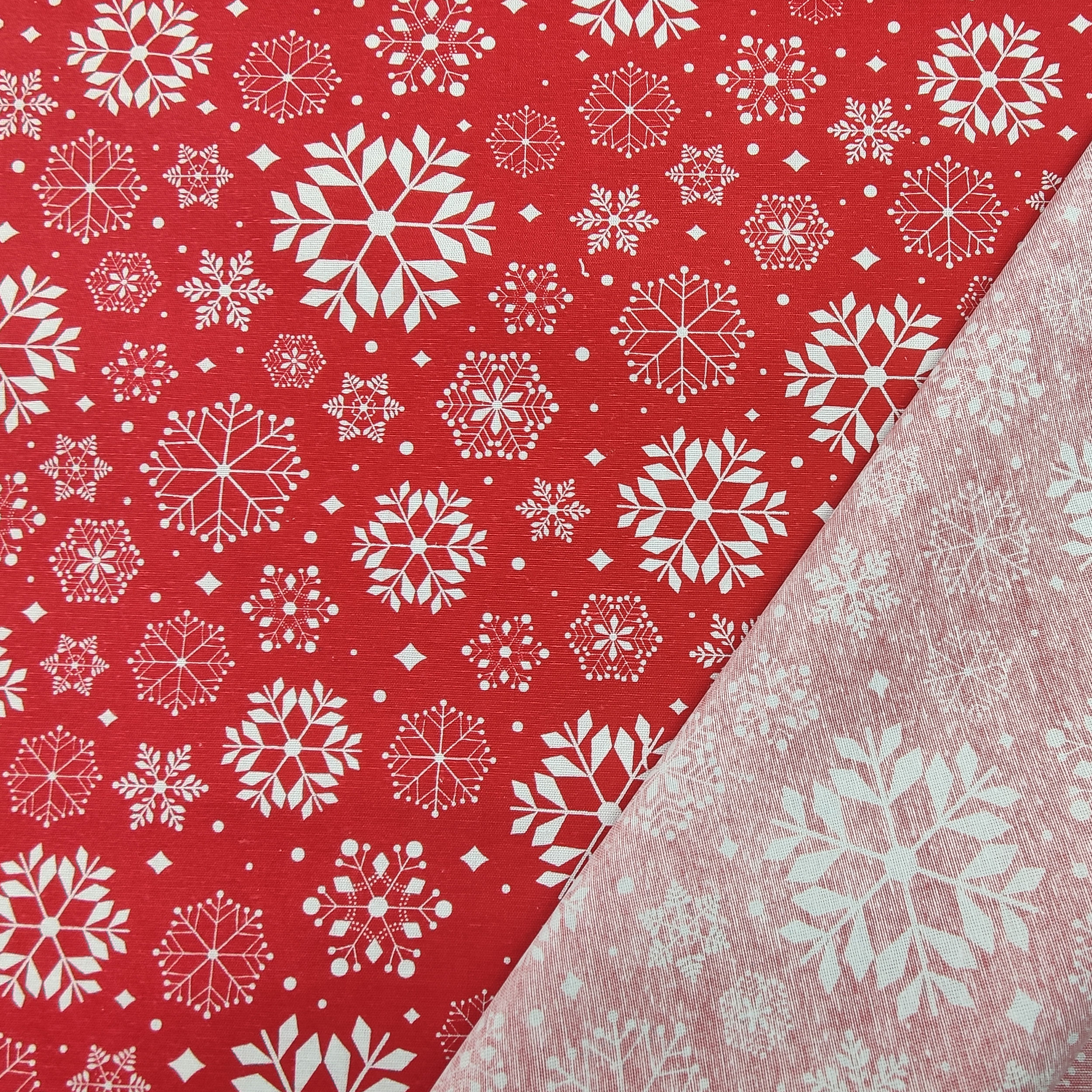Coton mélangé Flocons de Noël Fond rouge Image
