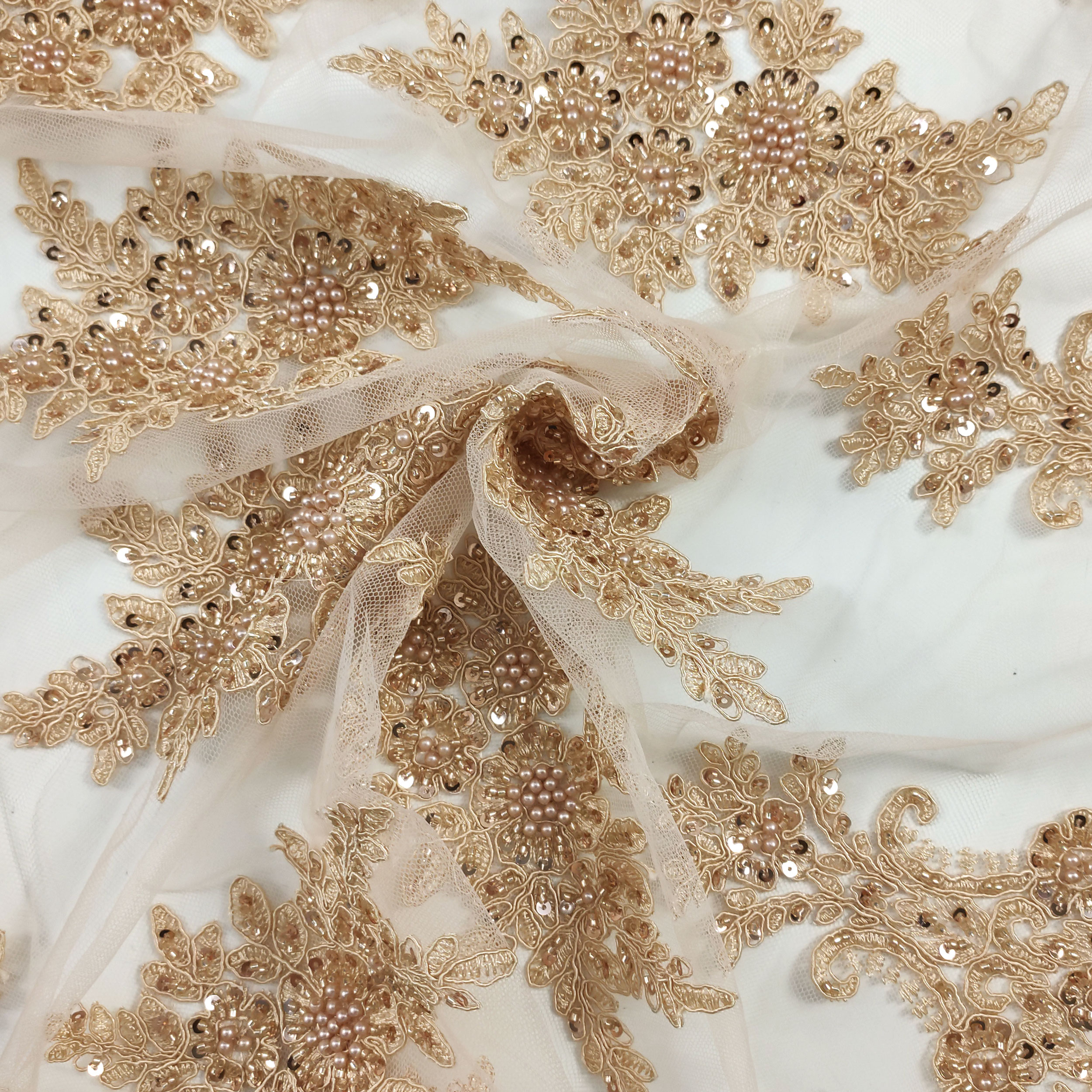Lace Fashion Beige Pearls
