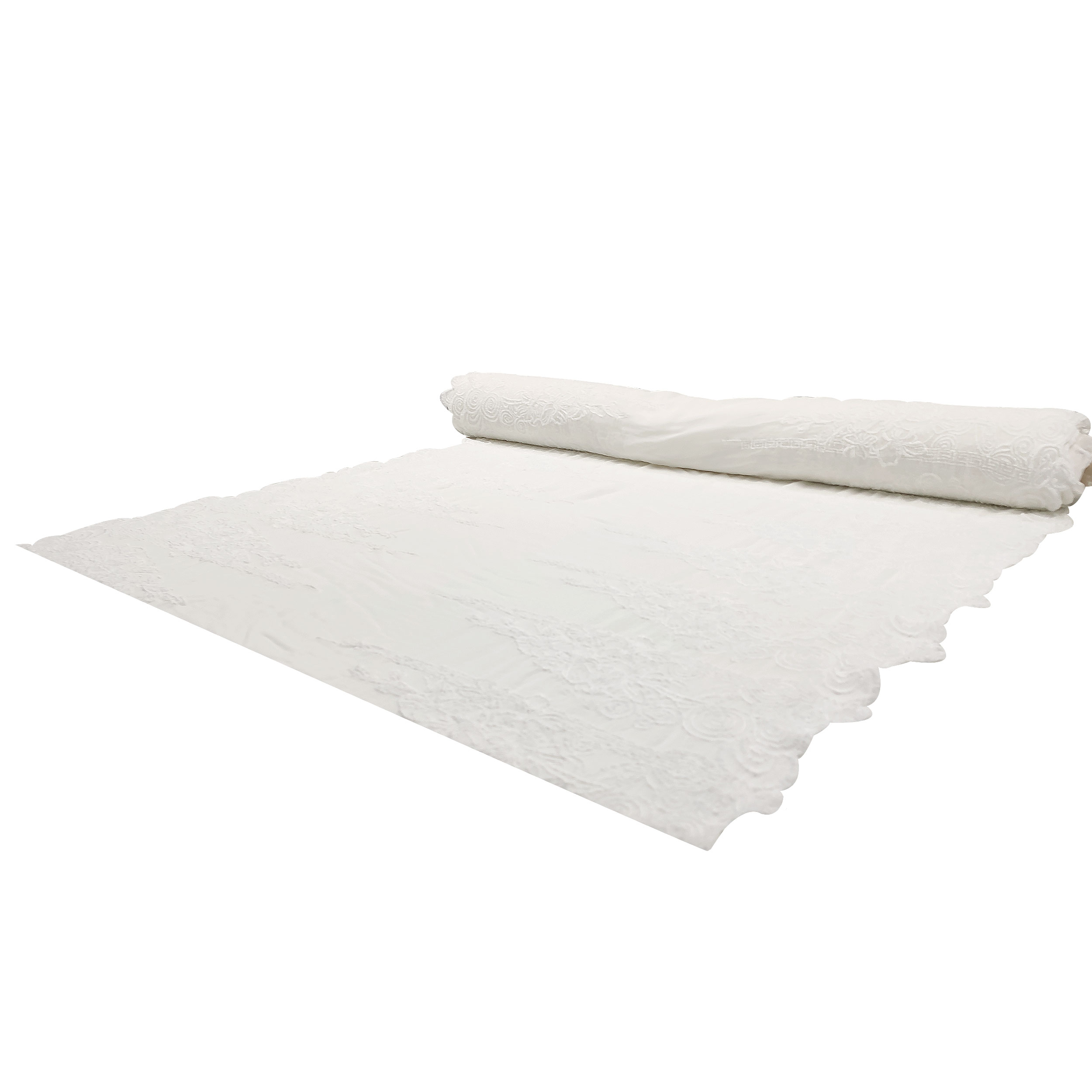 Tissu de mousseline brodée Double feston blanc