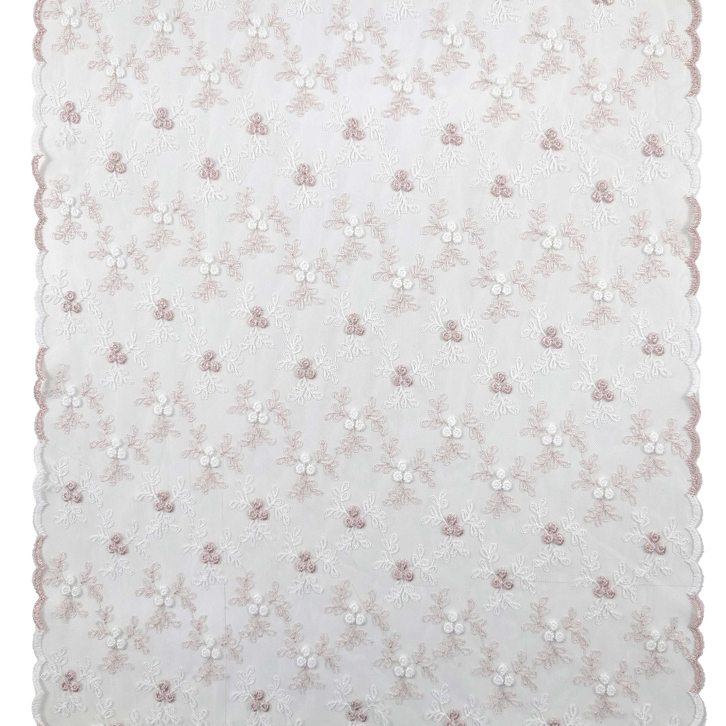 Fabric Curtain Lace Floral Pink Image